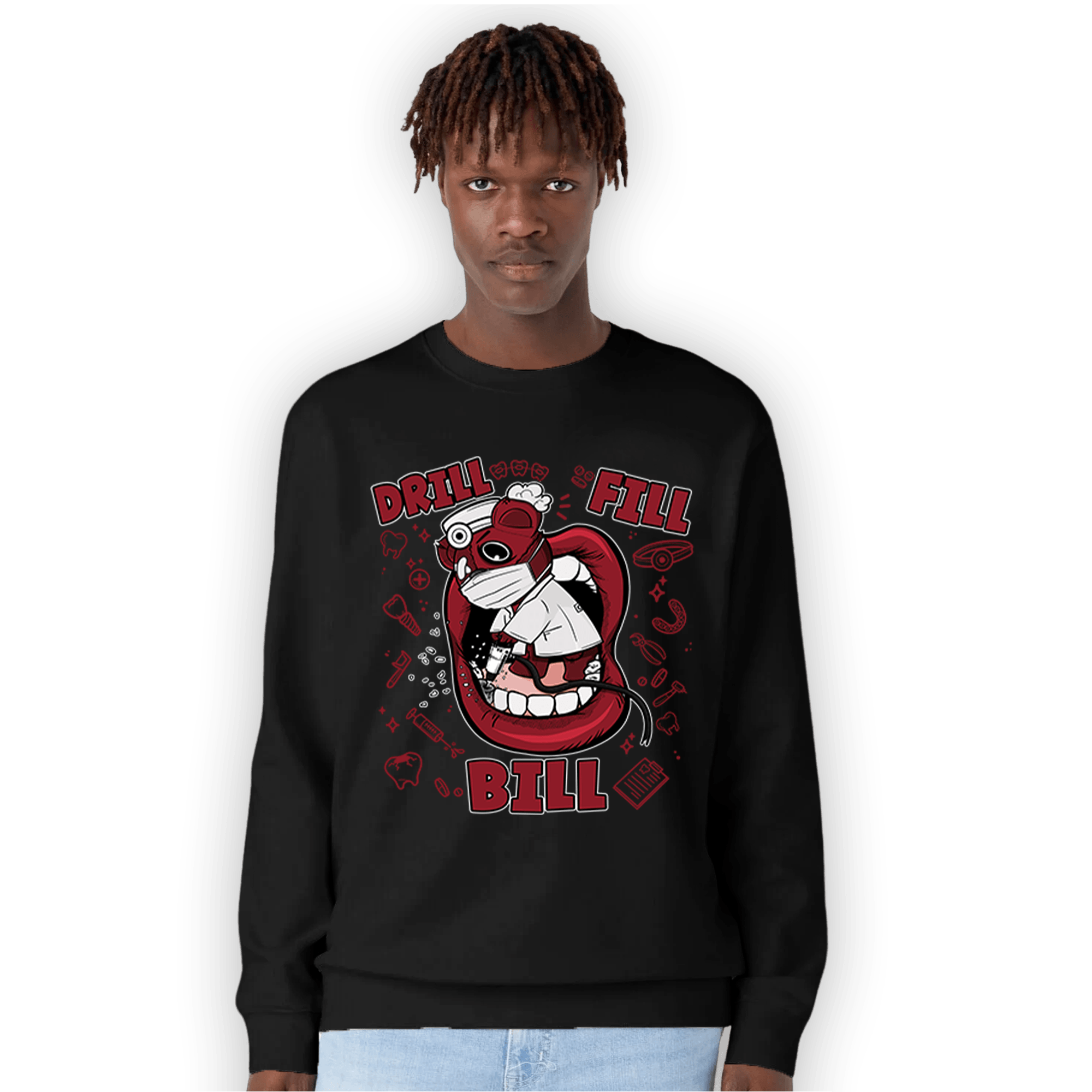 Cherry 12s Sweatshirt Match BER The Dentist - NastyJamz