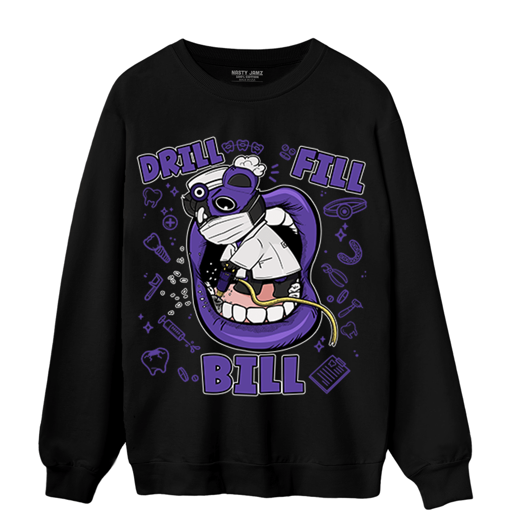 Field Purple 12s Sweatshirt Match BER The Dentist - NastyJamz
