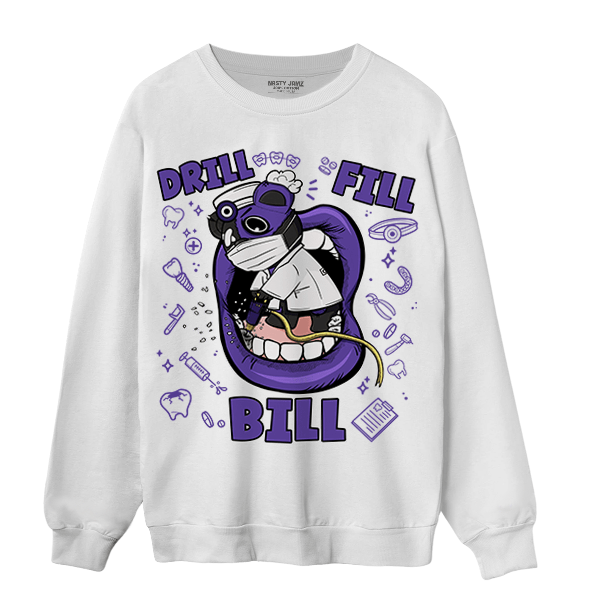 Field Purple 12s Sweatshirt Match BER The Dentist - NastyJamz