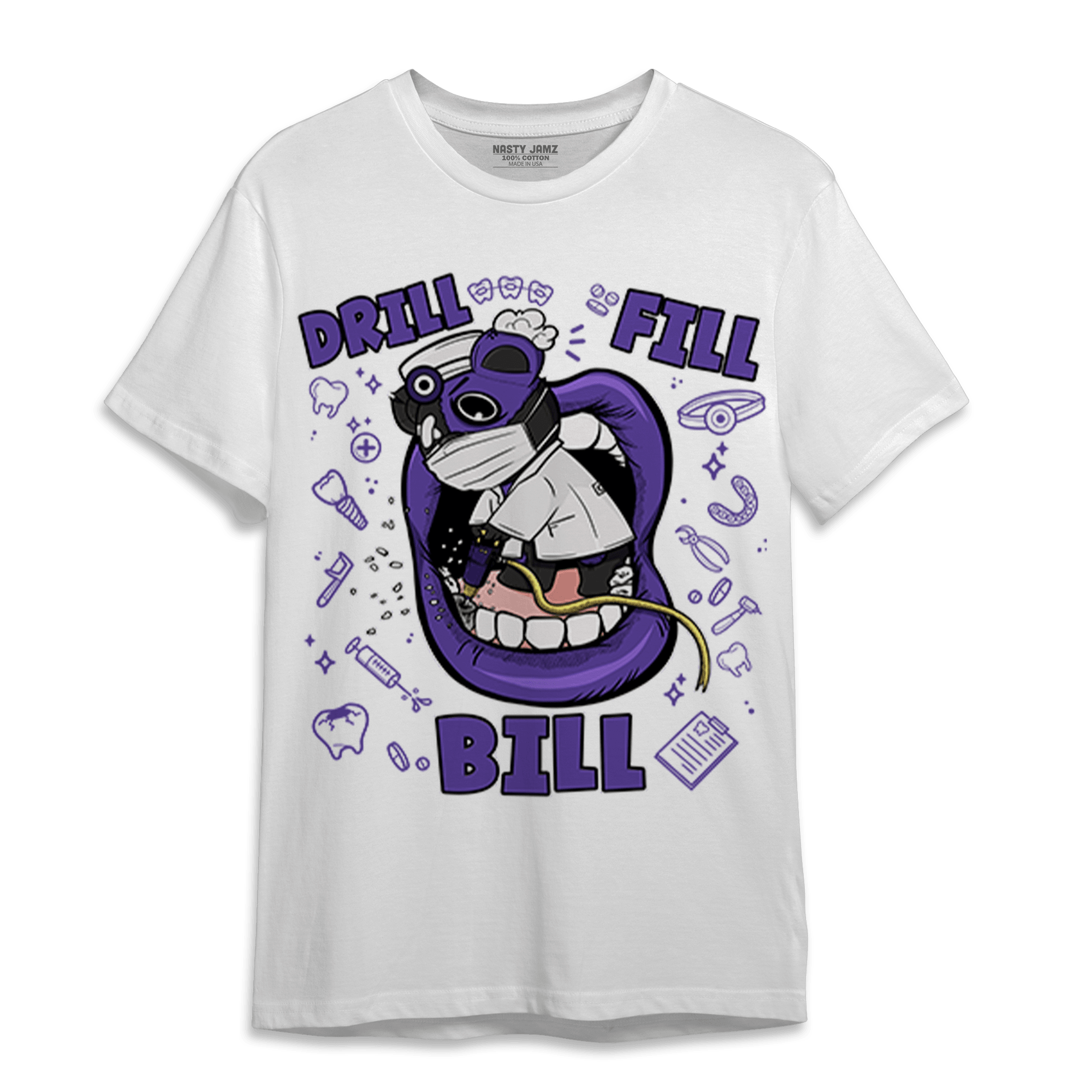 Field Purple 12s T Shirt Match BER The Dentist - NastyJamz