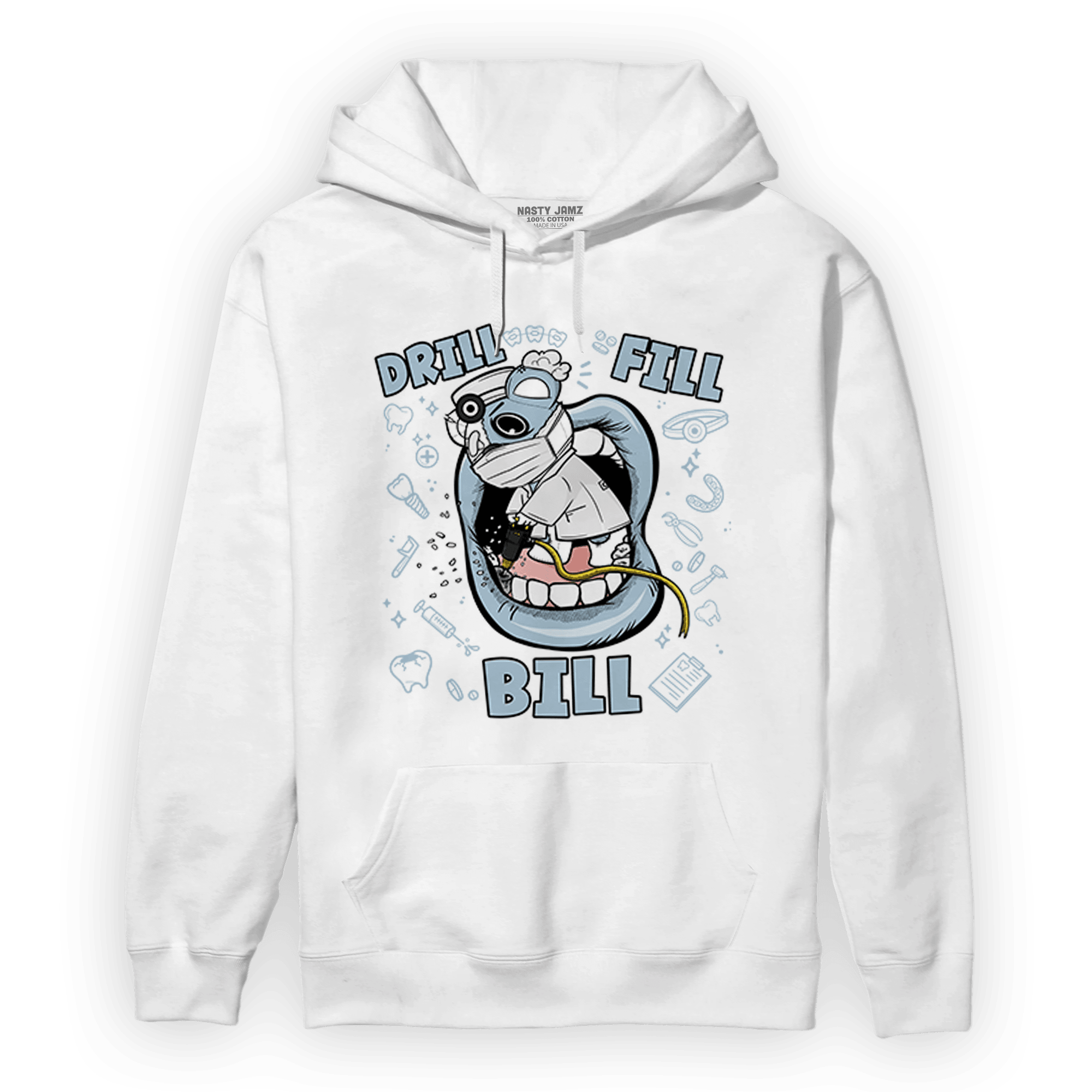 Blue Grey 13s Hoodie Match BER The Dentist - NastyJamz