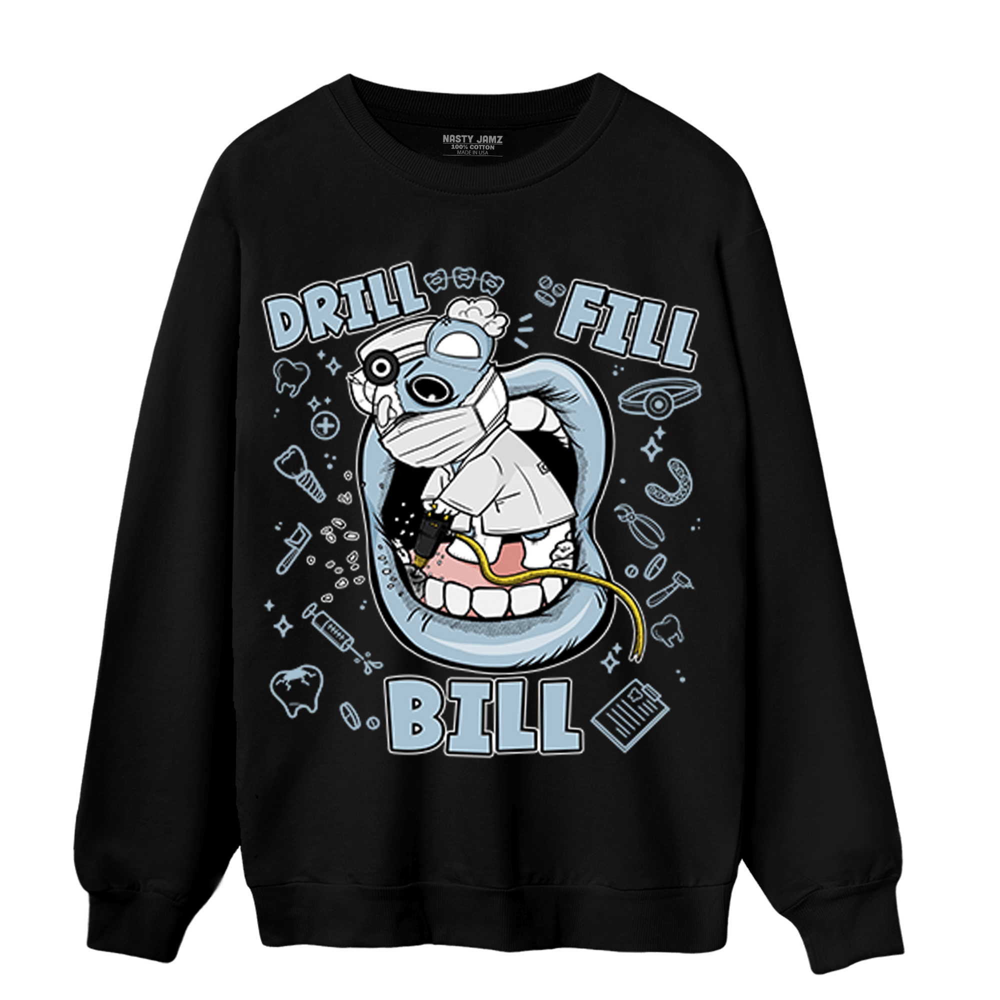 Blue Grey 13s Sweatshirt Match BER The Dentist - NastyJamz