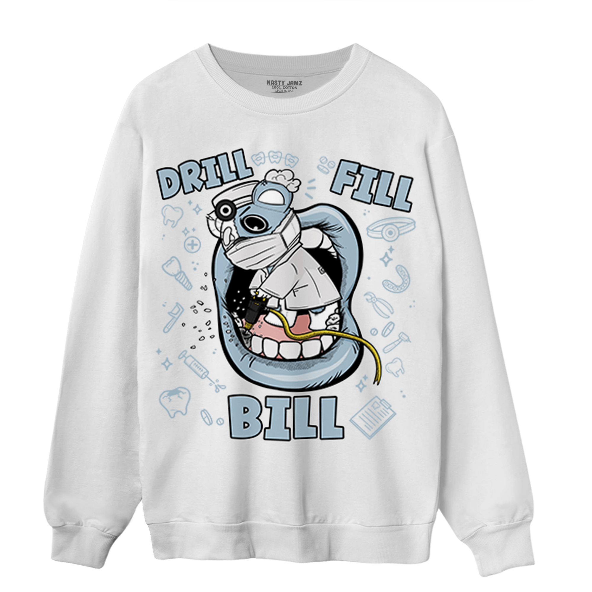 Blue Grey 13s Sweatshirt Match BER The Dentist - NastyJamz