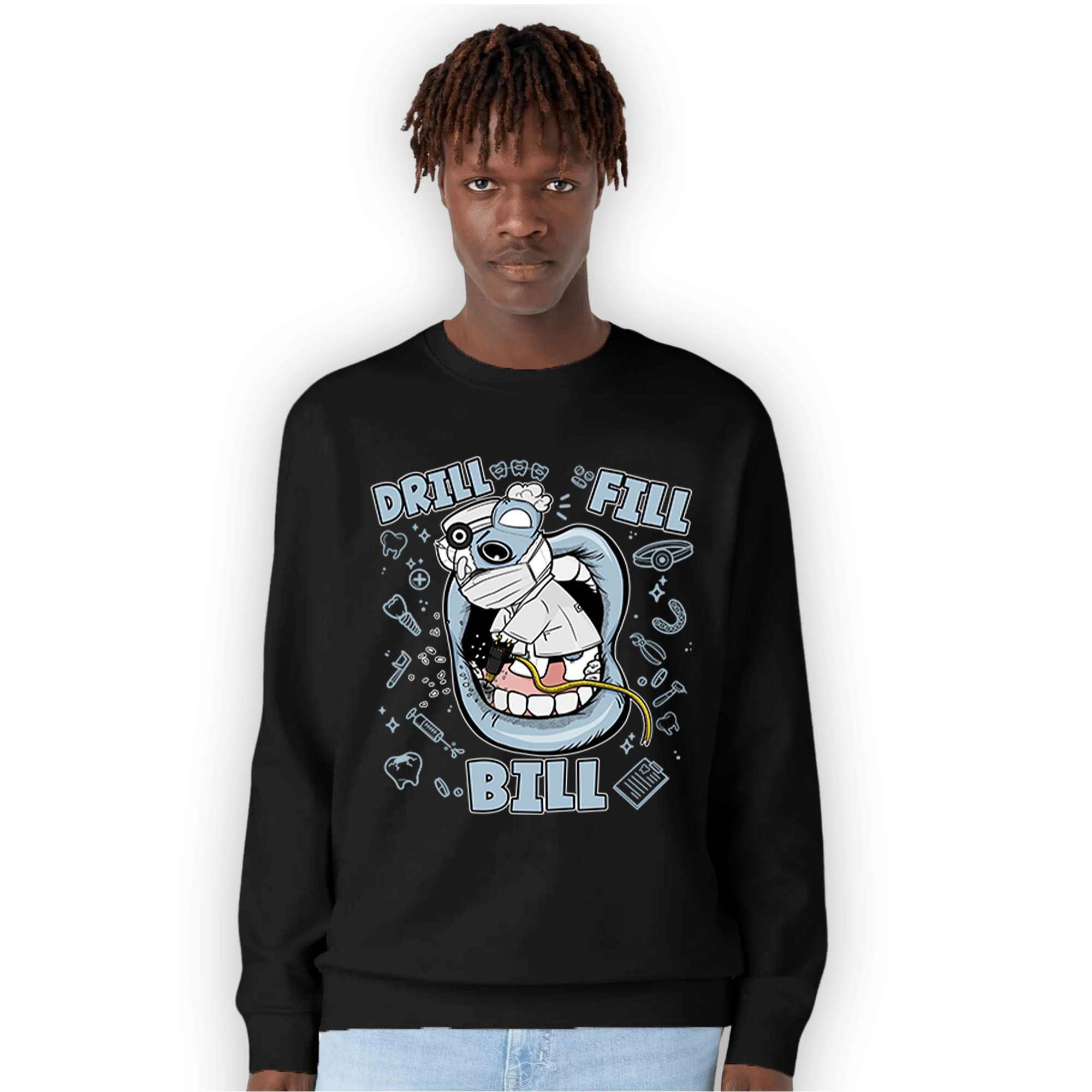 Blue Grey 13s Sweatshirt Match BER The Dentist - NastyJamz