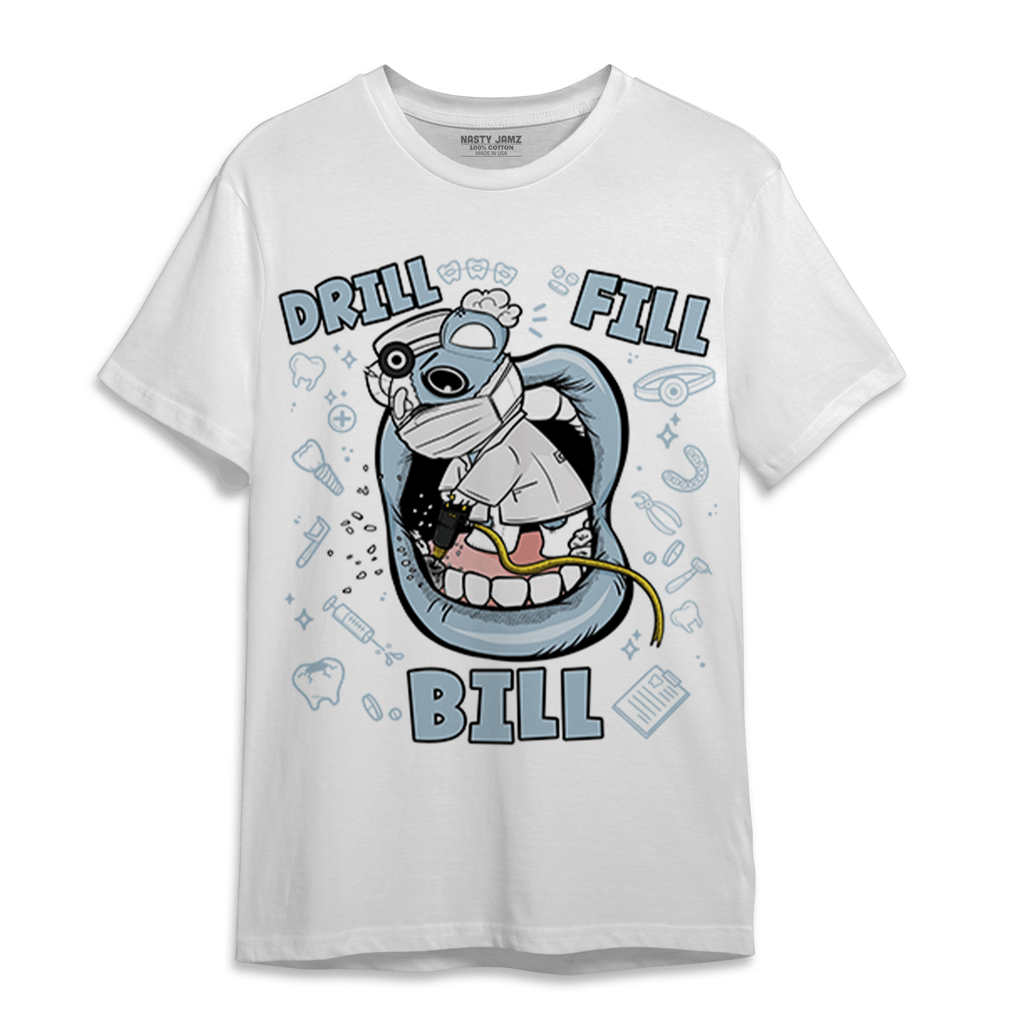 Blue Grey 13s T Shirt Match BER The Dentist - NastyJamz