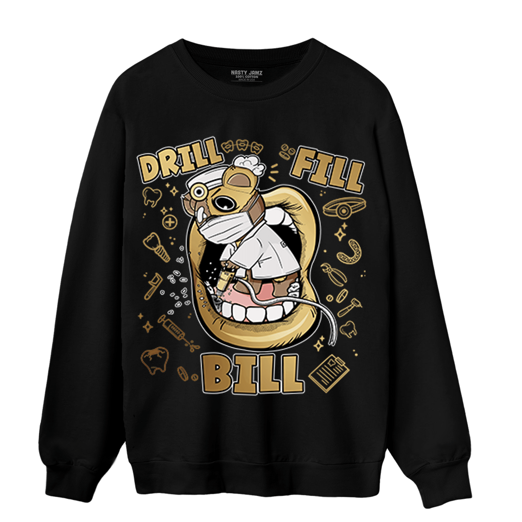 High OG Metallic Gold 1s Sweatshirt Match BER The Dentist - NastyJamz