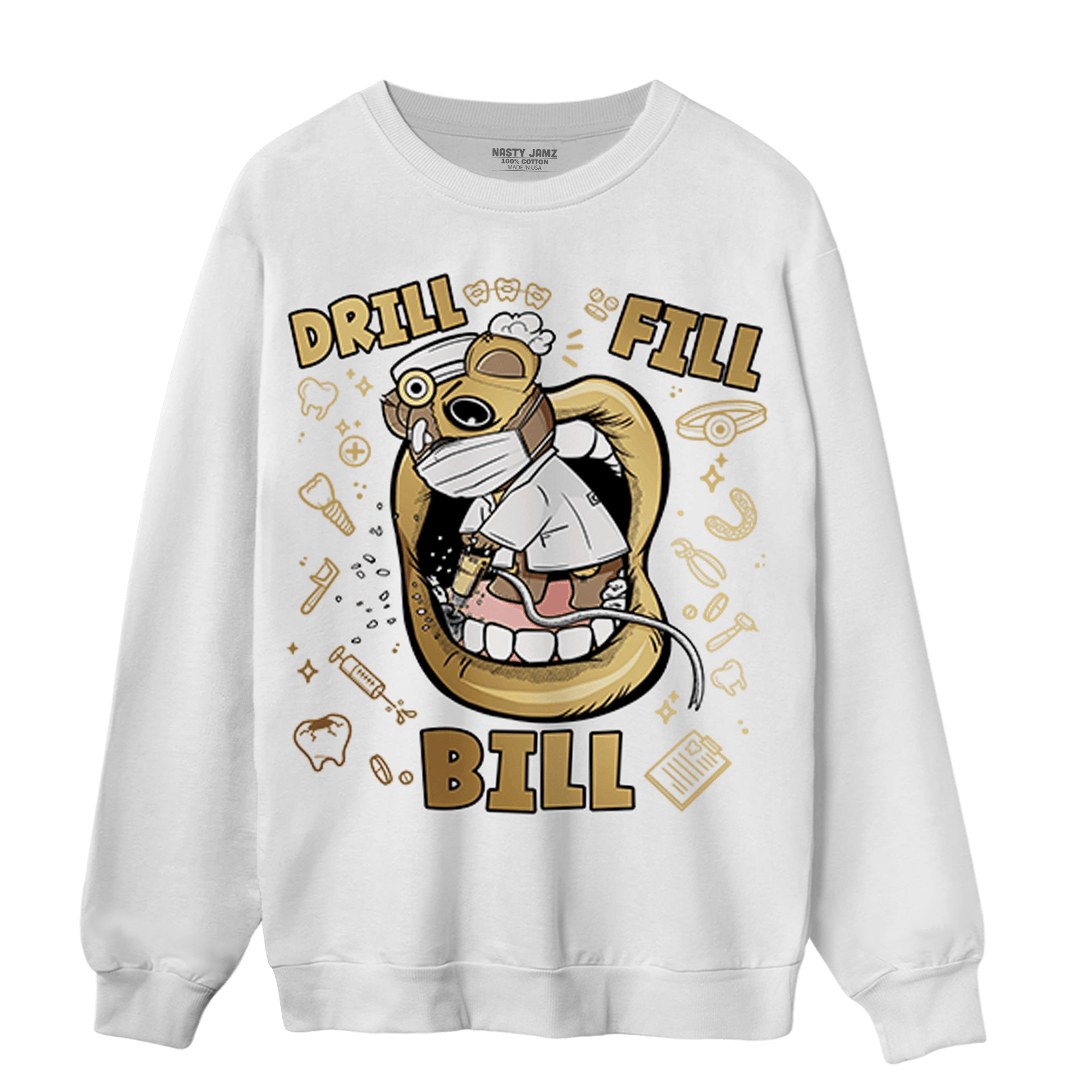High OG Metallic Gold 1s Sweatshirt Match BER The Dentist - NastyJamz