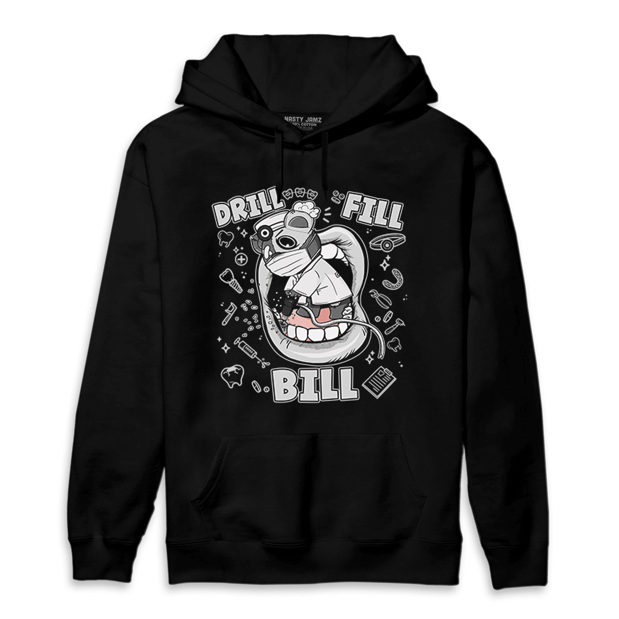 Retro High OG Black White 1s Hoodie Match BER The Dentist - NastyJamz