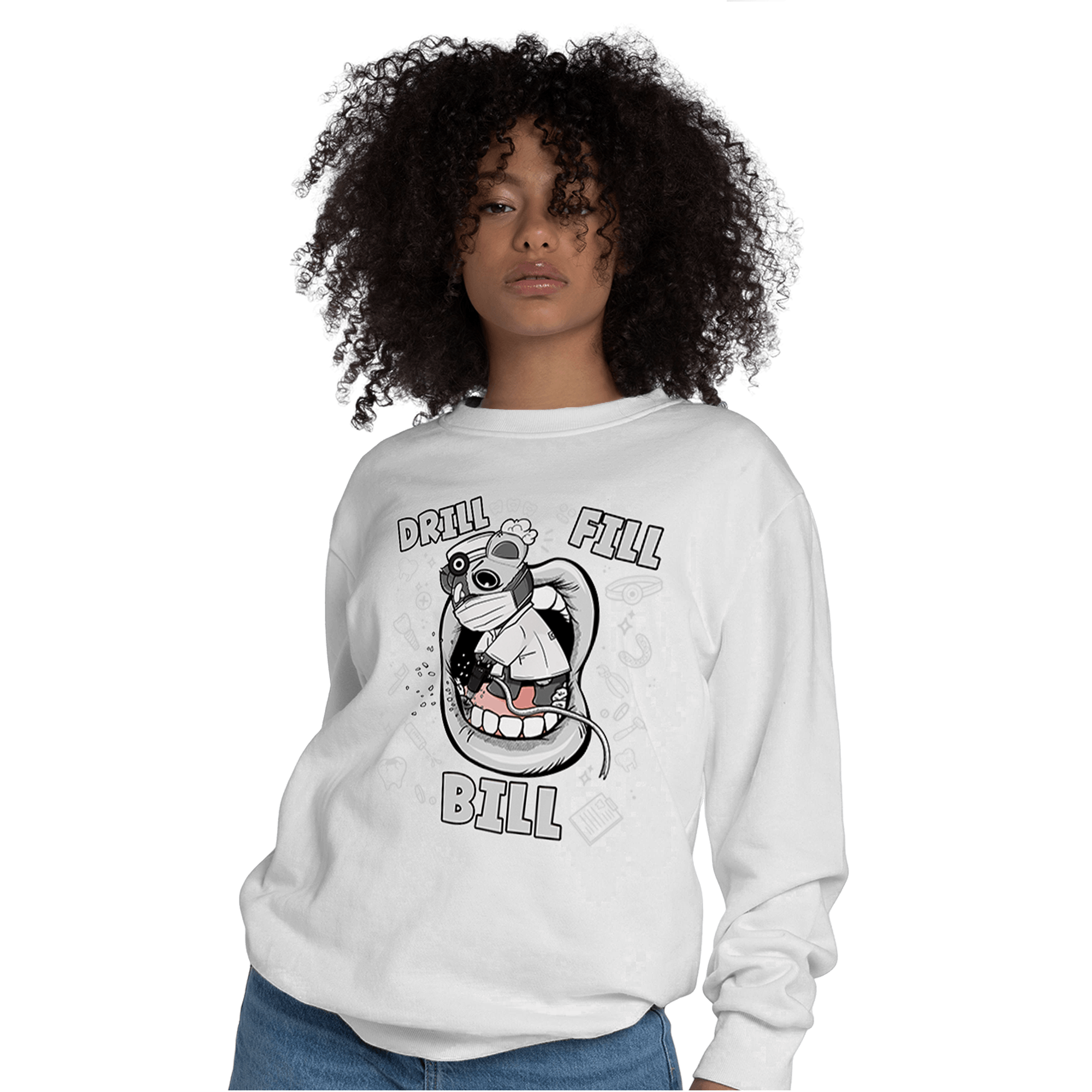 Retro High OG Black White 1s Sweatshirt Match BER The Dentist - NastyJamz