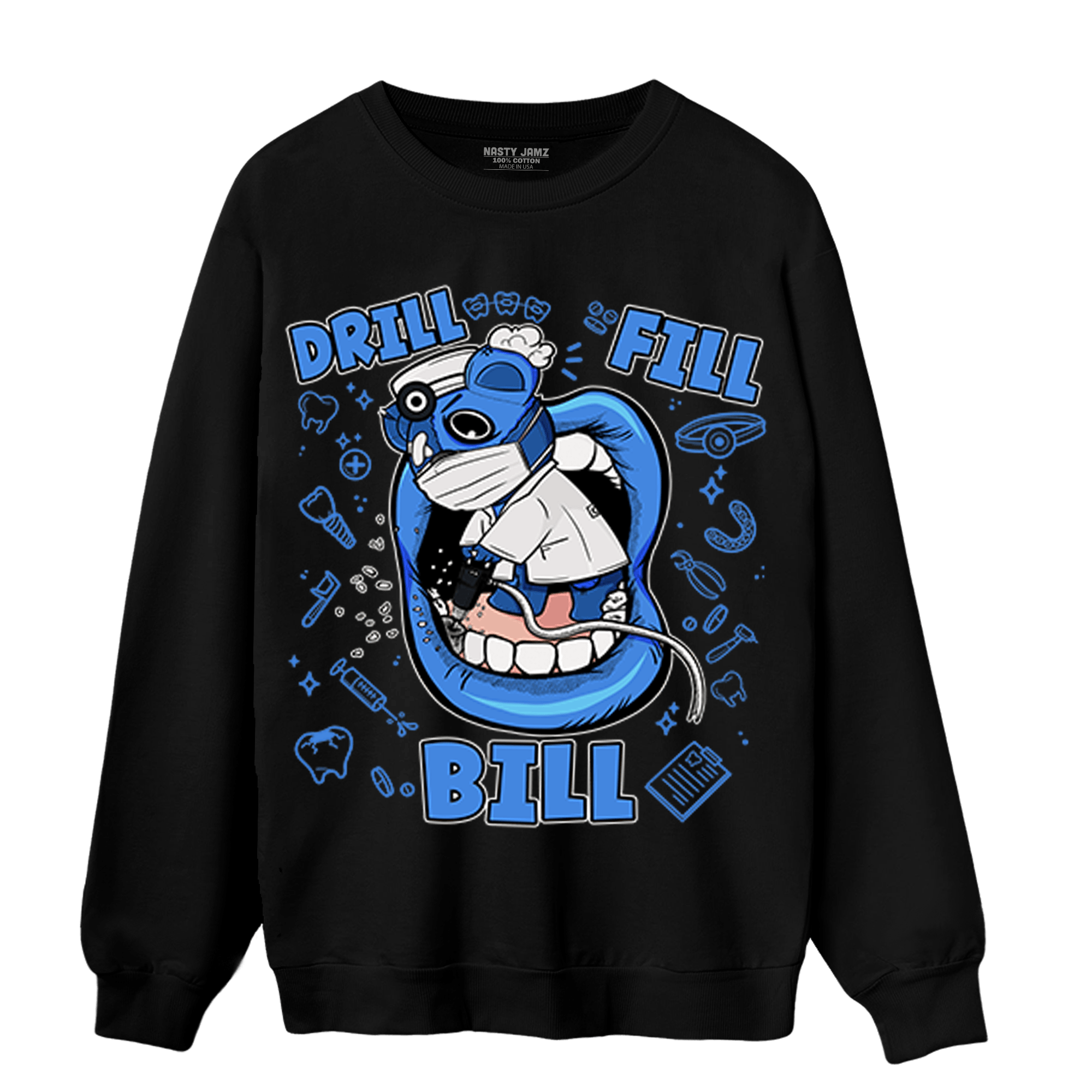 University Blue Toe 1s Sweatshirt Match BER The Dentist - NastyJamz