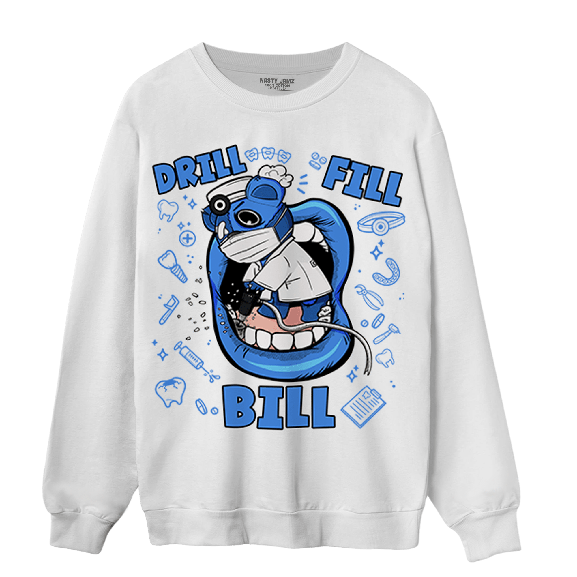 University Blue Toe 1s Sweatshirt Match BER The Dentist - NastyJamz