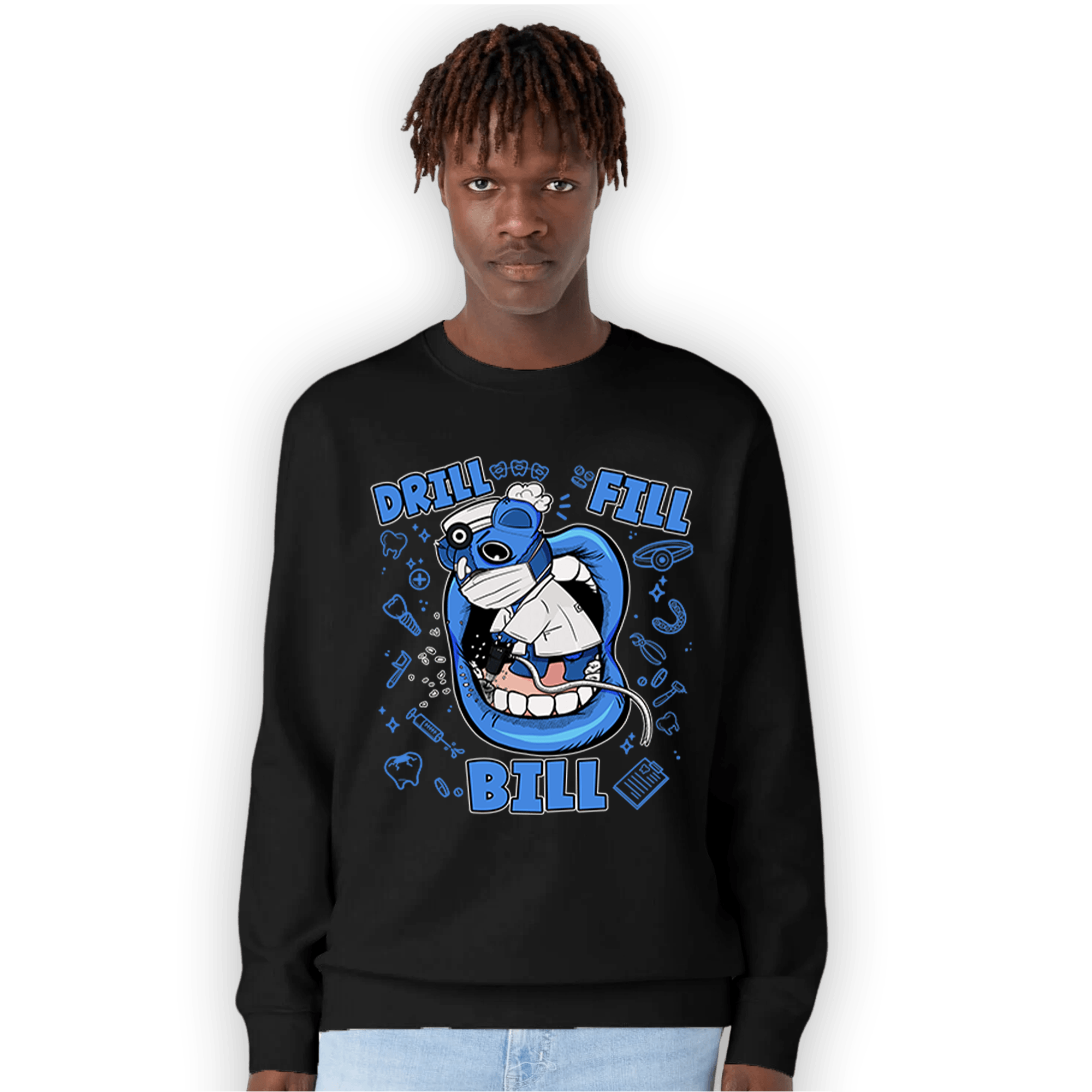University Blue Toe 1s Sweatshirt Match BER The Dentist - NastyJamz