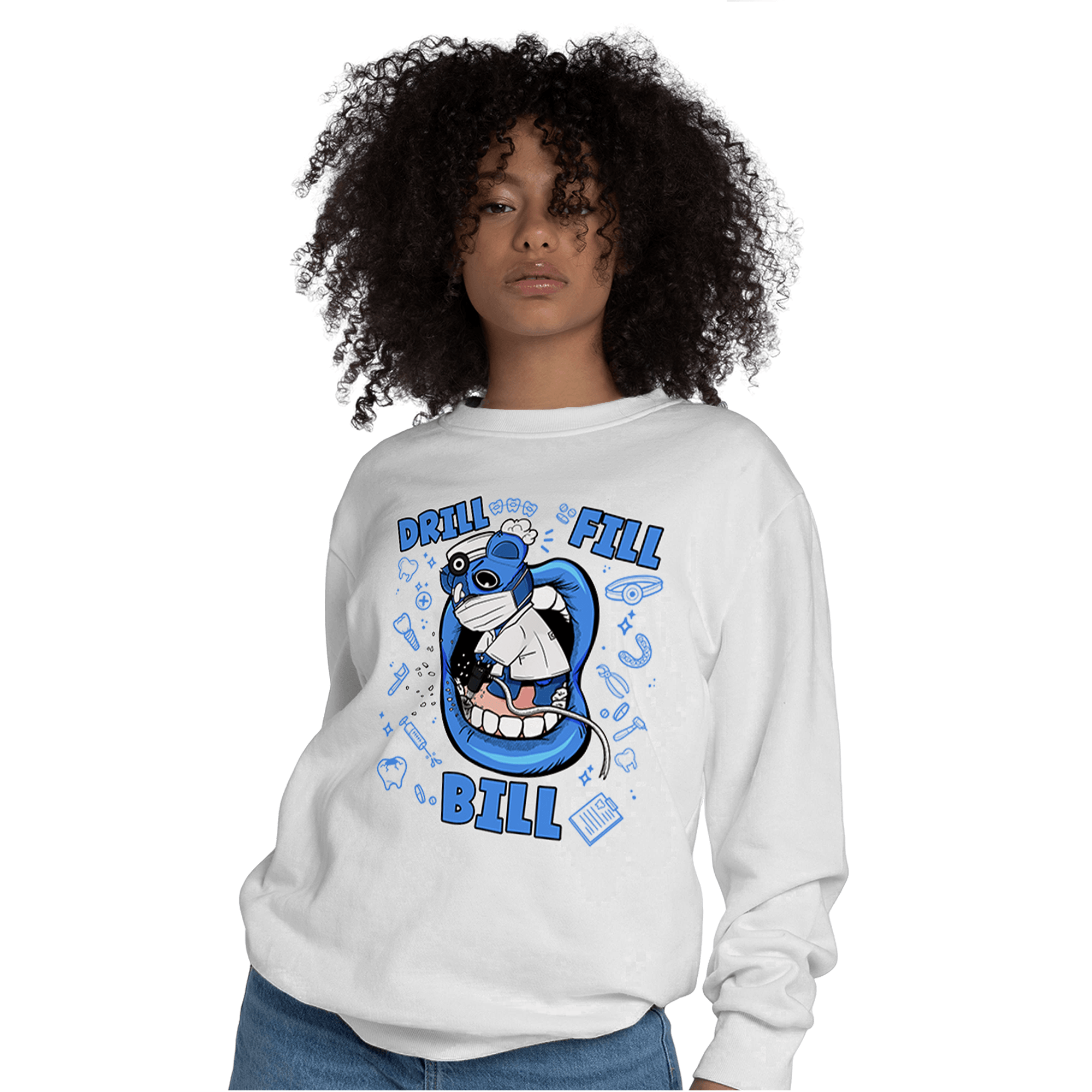 University Blue Toe 1s Sweatshirt Match BER The Dentist - NastyJamz