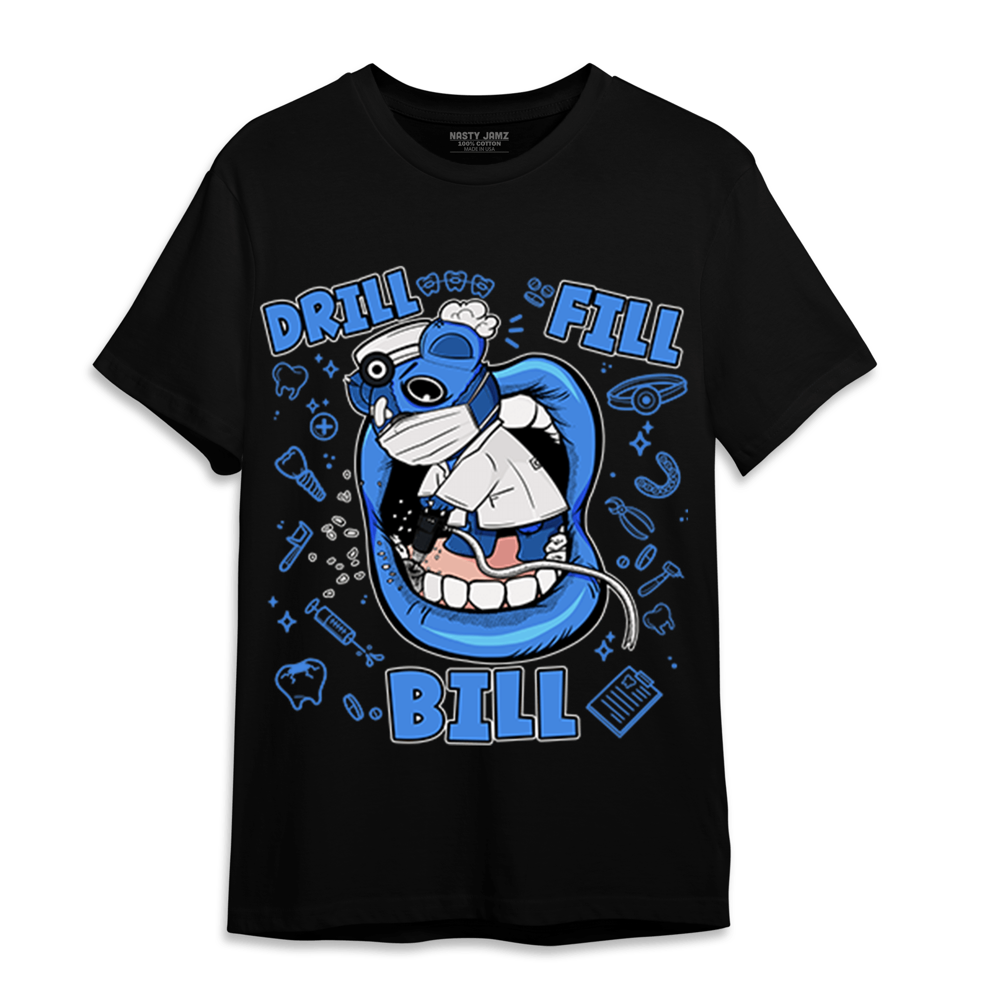 University Blue Toe 1s T Shirt Match BER The Dentist - NastyJamz