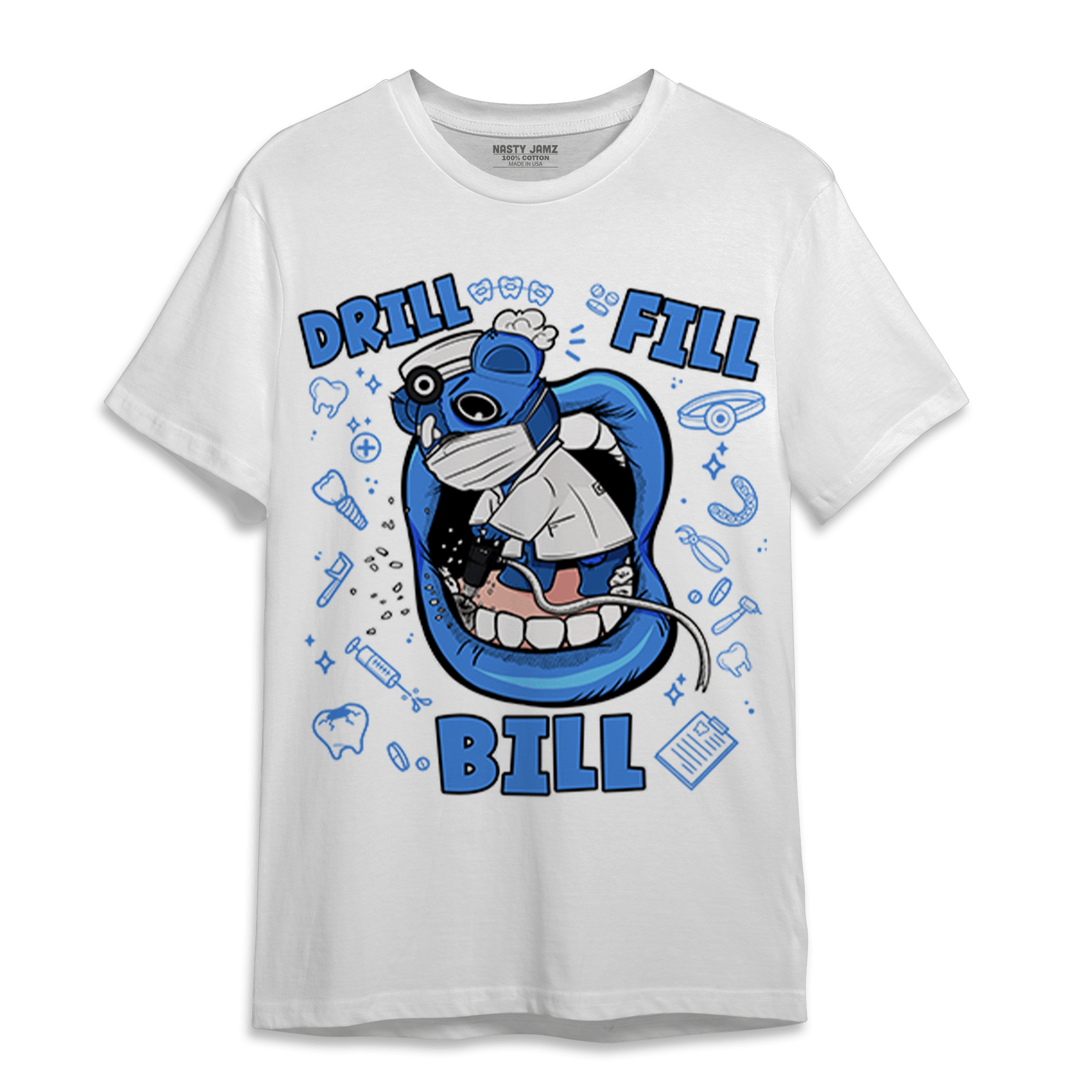 University Blue Toe 1s T Shirt Match BER The Dentist - NastyJamz