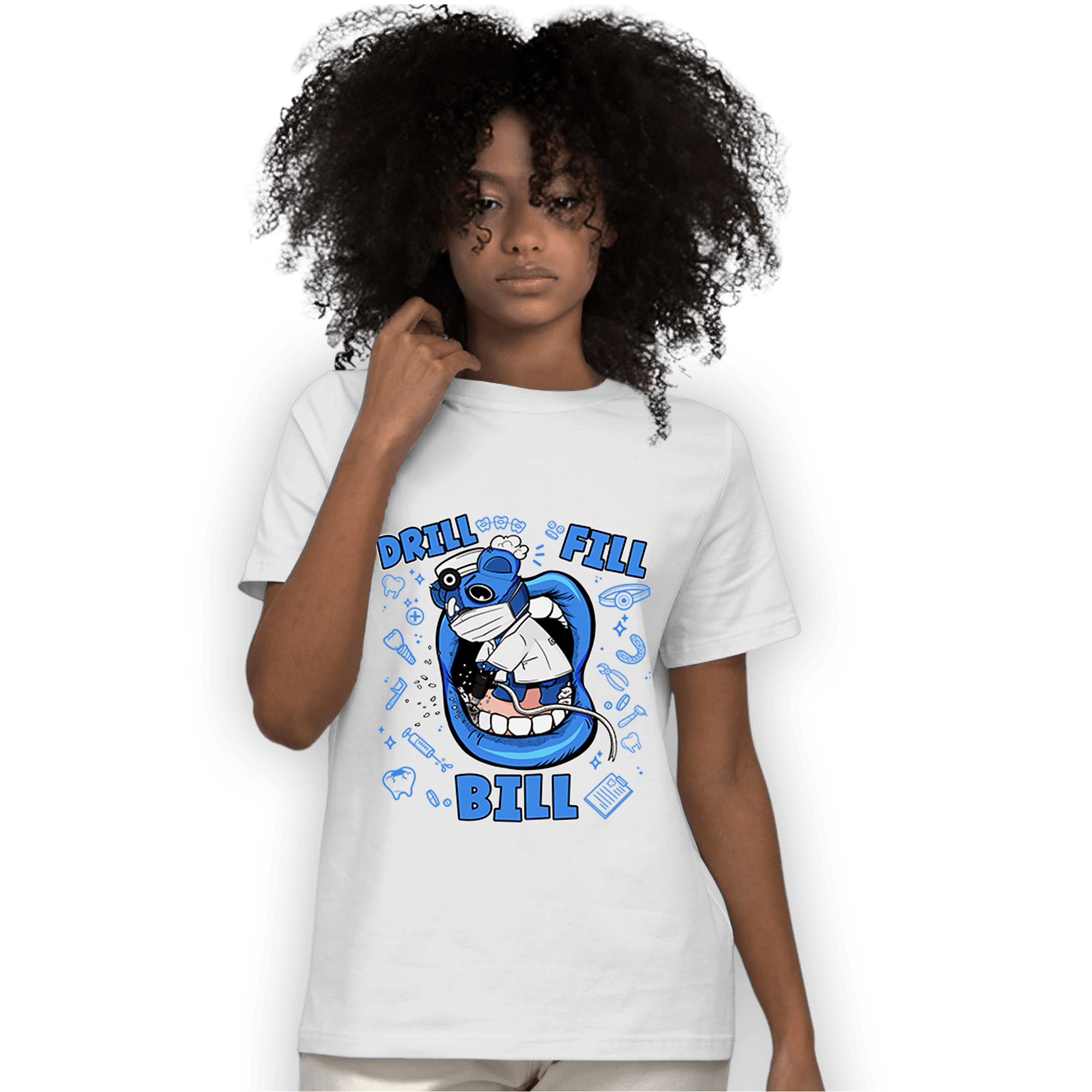 University Blue Toe 1s T Shirt Match BER The Dentist - NastyJamz