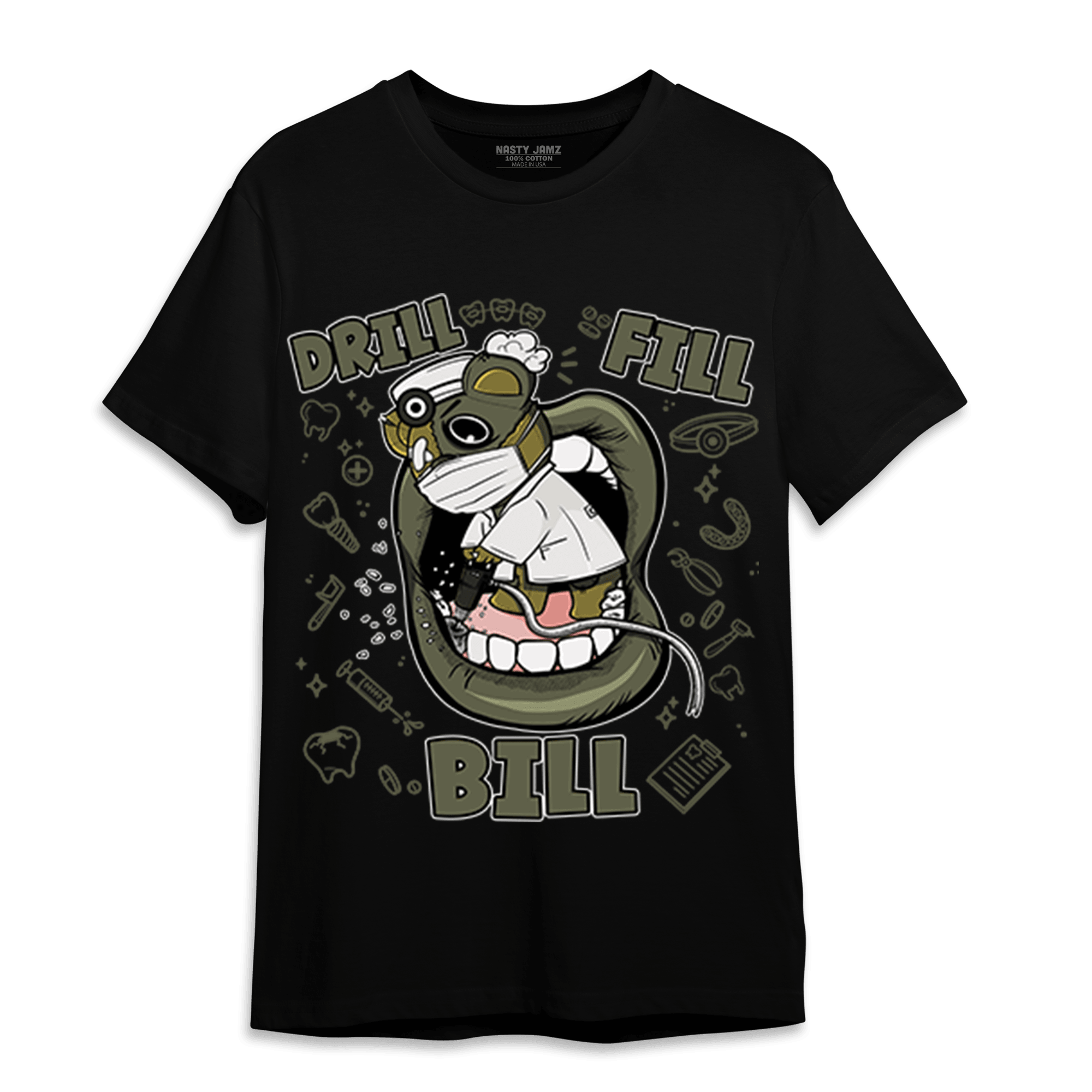 SE Craft Medium Olive 4s T Shirt Match BER The Dentist - NastyJamz