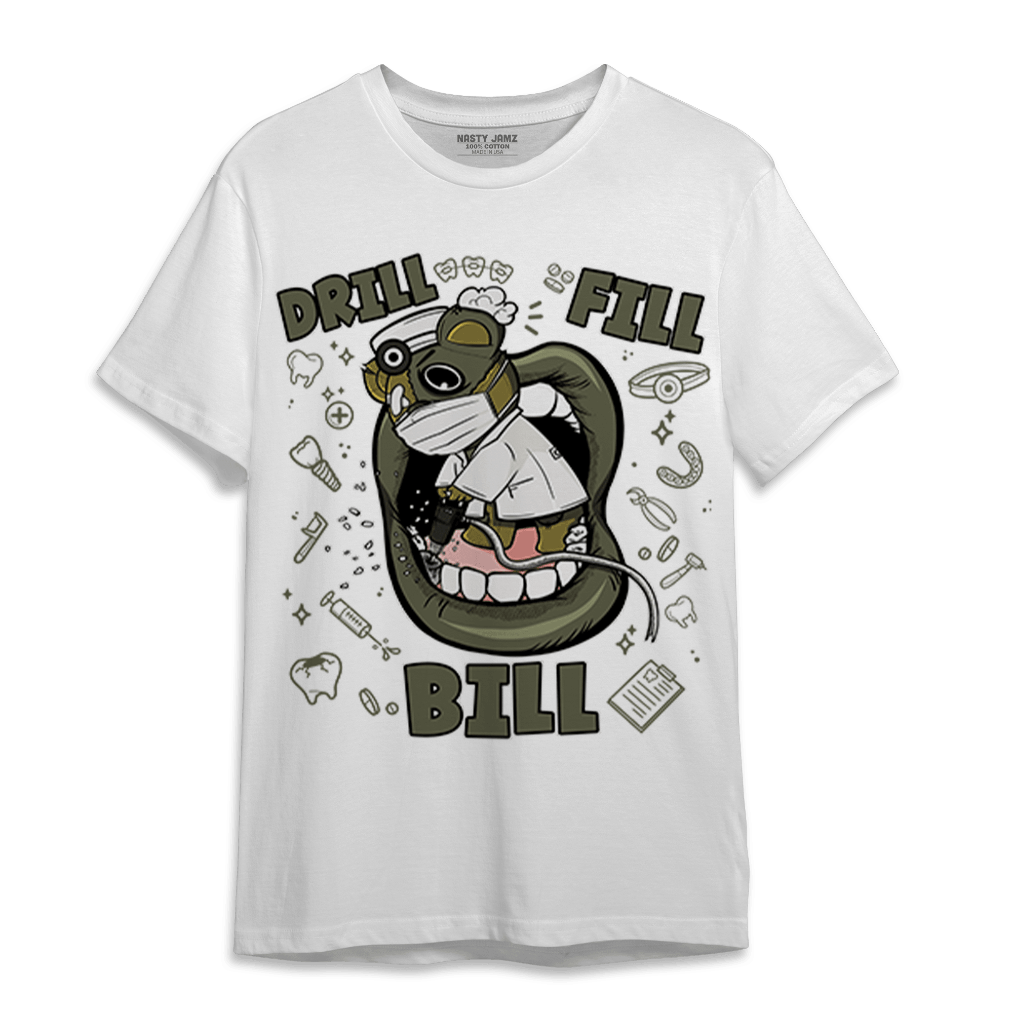 SE Craft Medium Olive 4s T Shirt Match BER The Dentist - NastyJamz