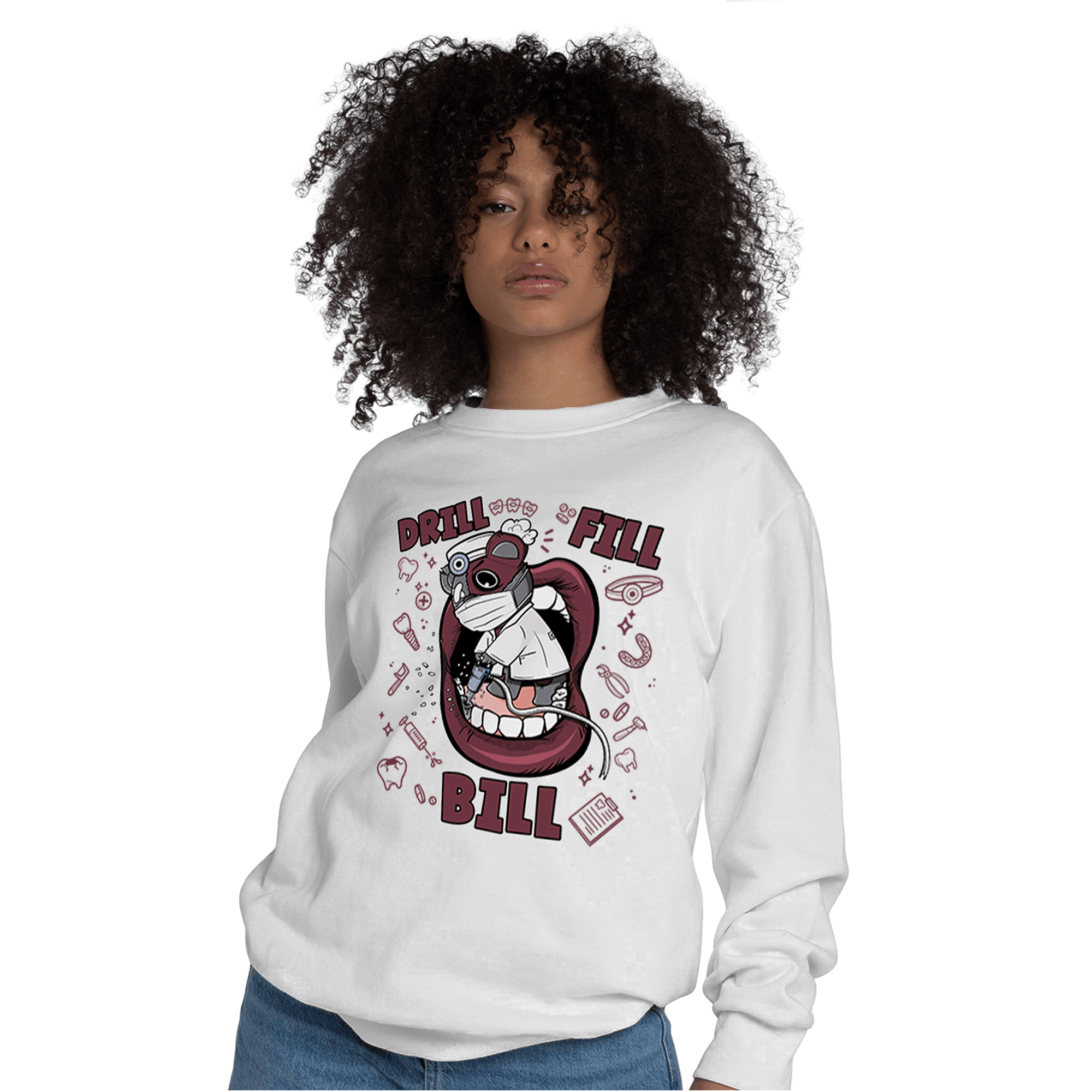 Burgundy 5s Sweatshirt Match BER The Dentist - NastyJamz