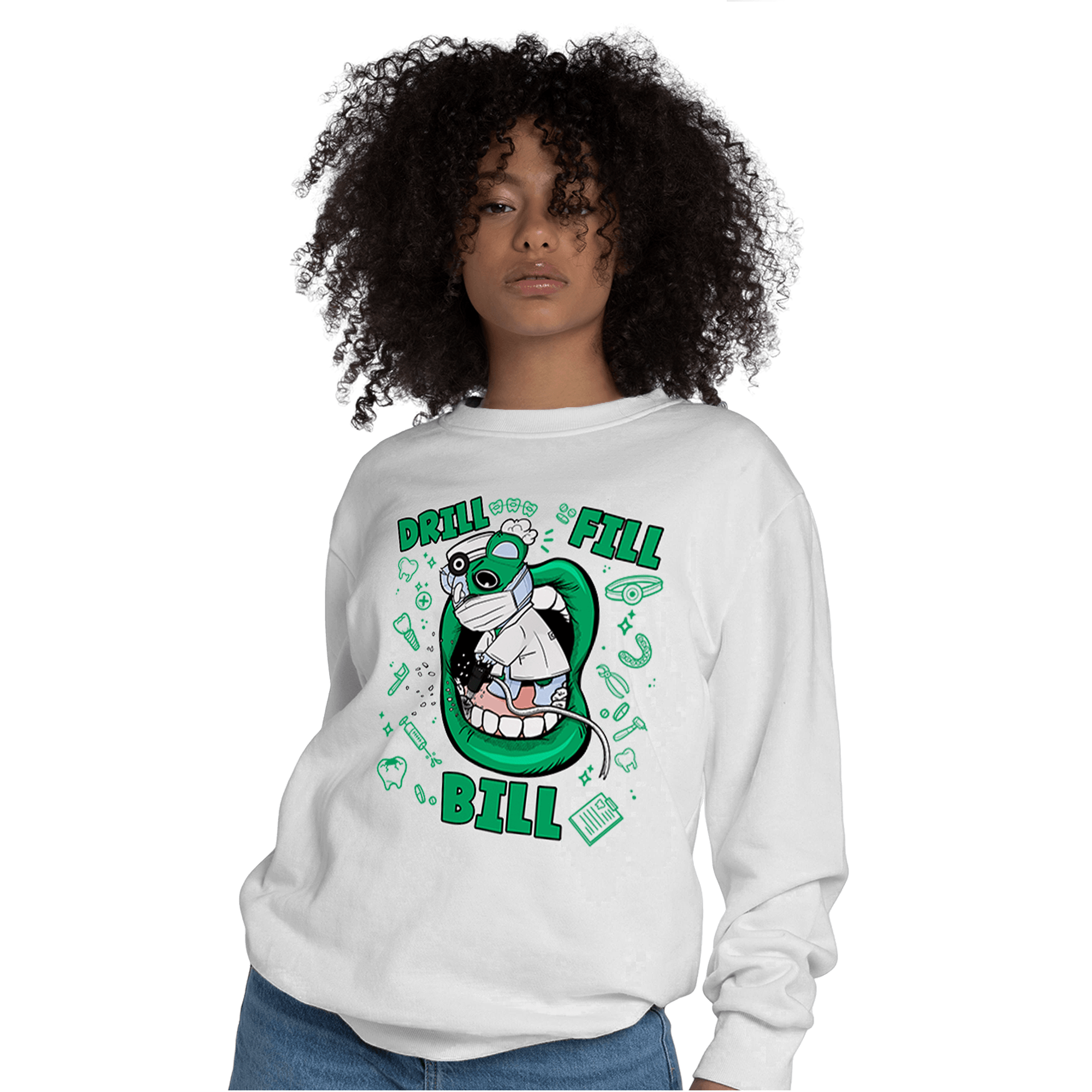 Lucky Green 5s Sweatshirt Match BER The Dentist - NastyJamz