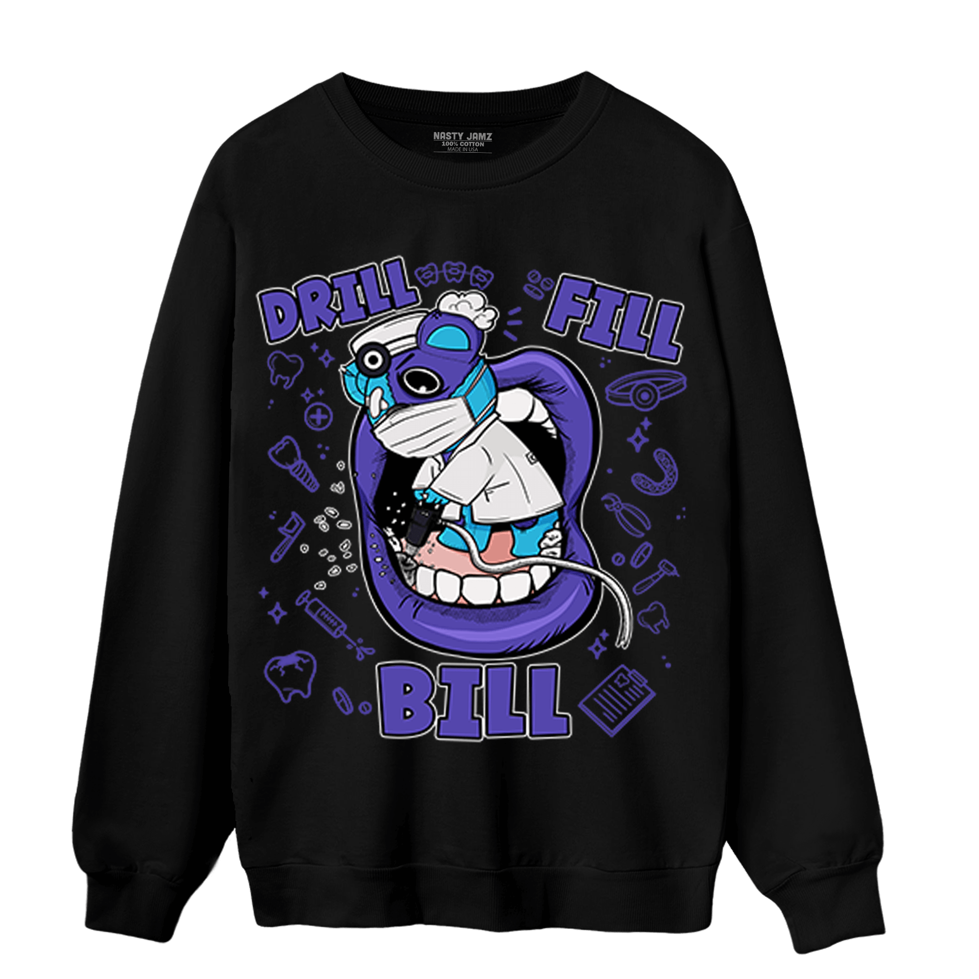 Aqua 6s Sweatshirt Match BER The Dentist - NastyJamz