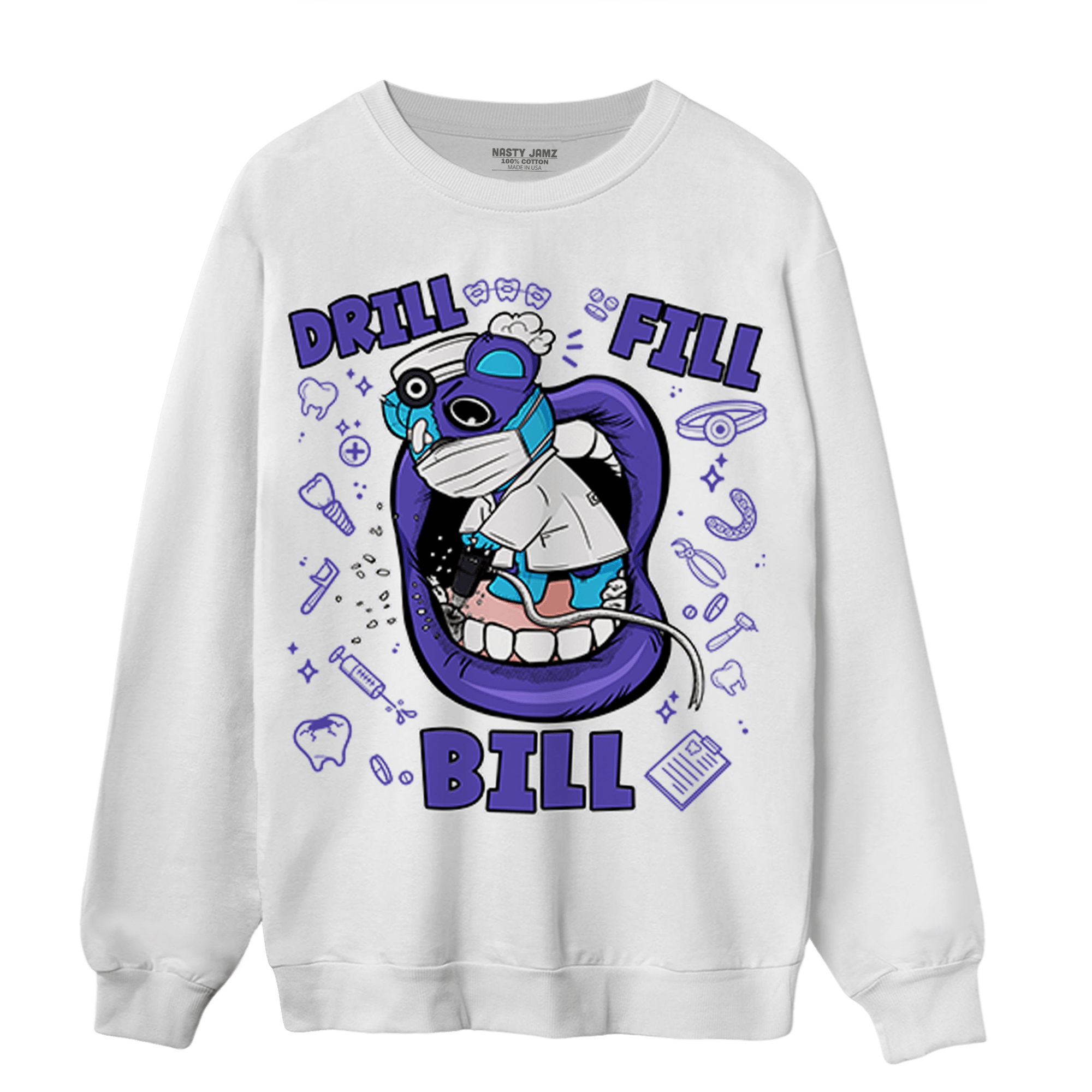 Aqua 6s Sweatshirt Match BER The Dentist - NastyJamz