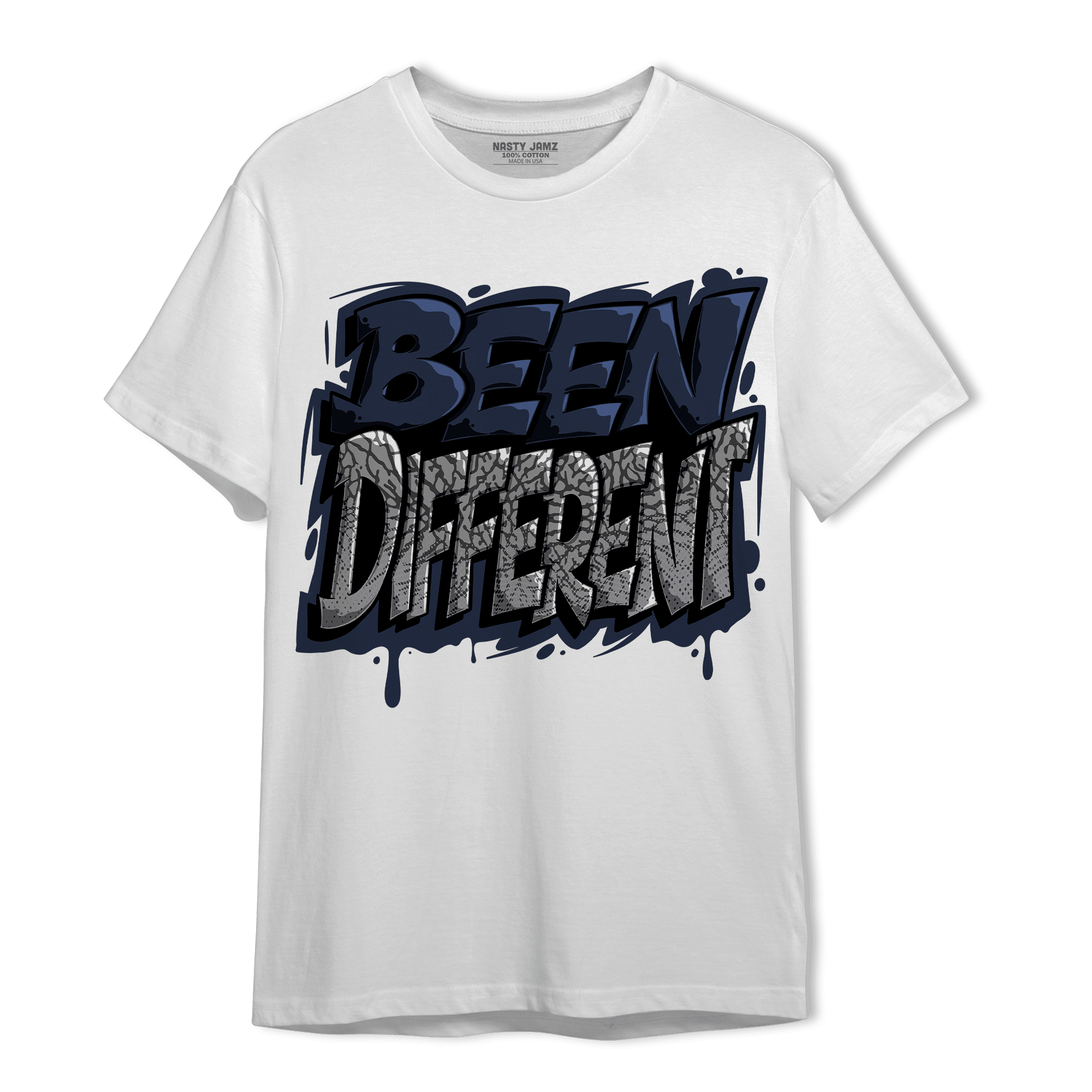 White Navy 3s T Shirt Match Become Different - NastyJamz