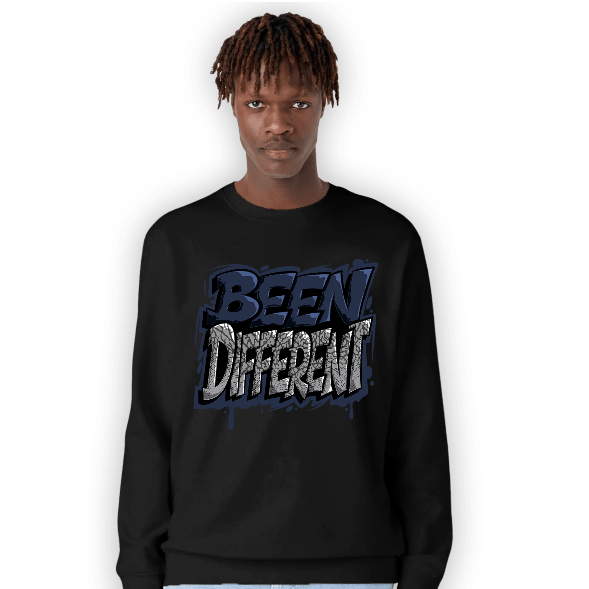 White Navy 3s Sweatshirt Match Become Different - NastyJamz