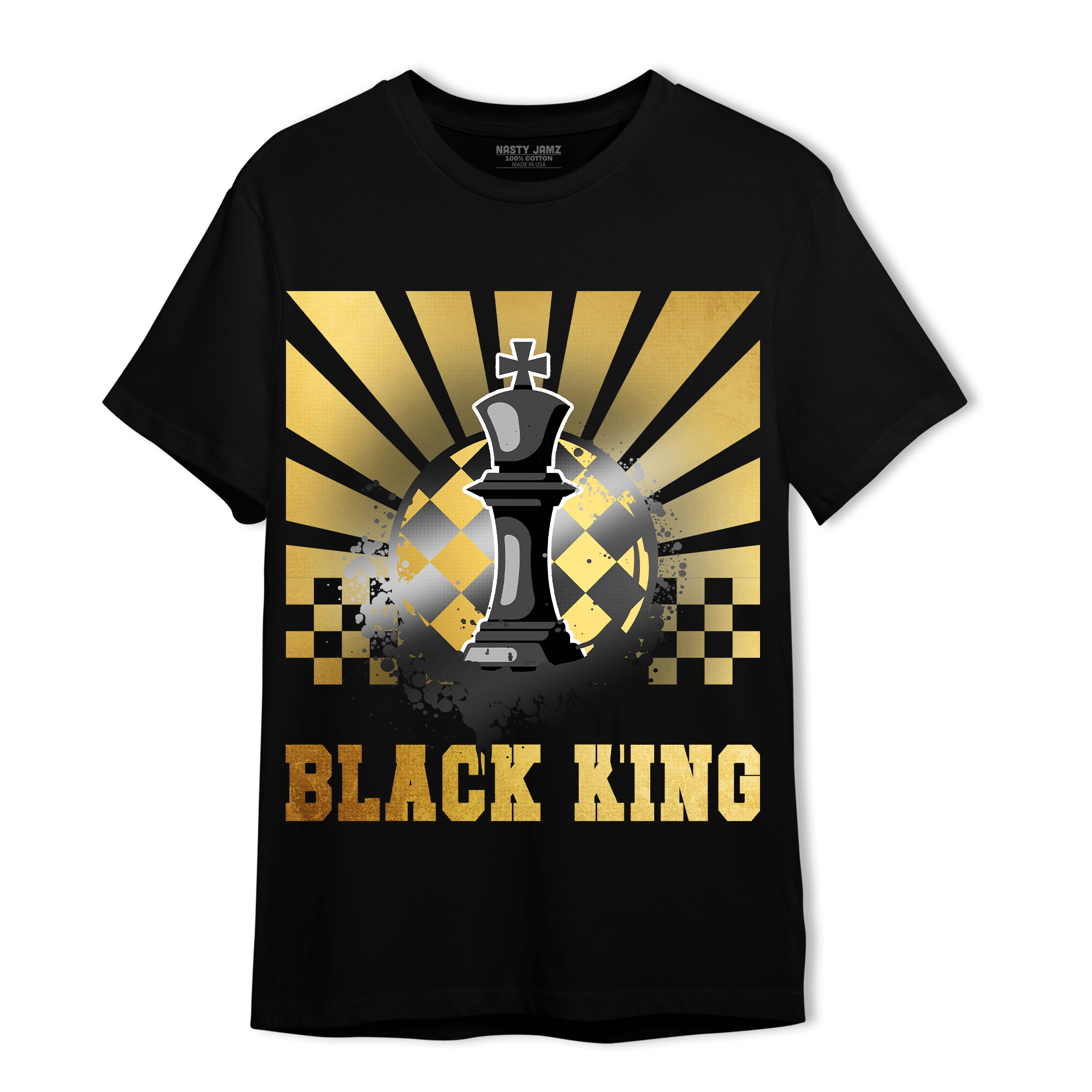 Mid SE Black Gold 1s T Shirt Match Black King Collection - NastyJamz