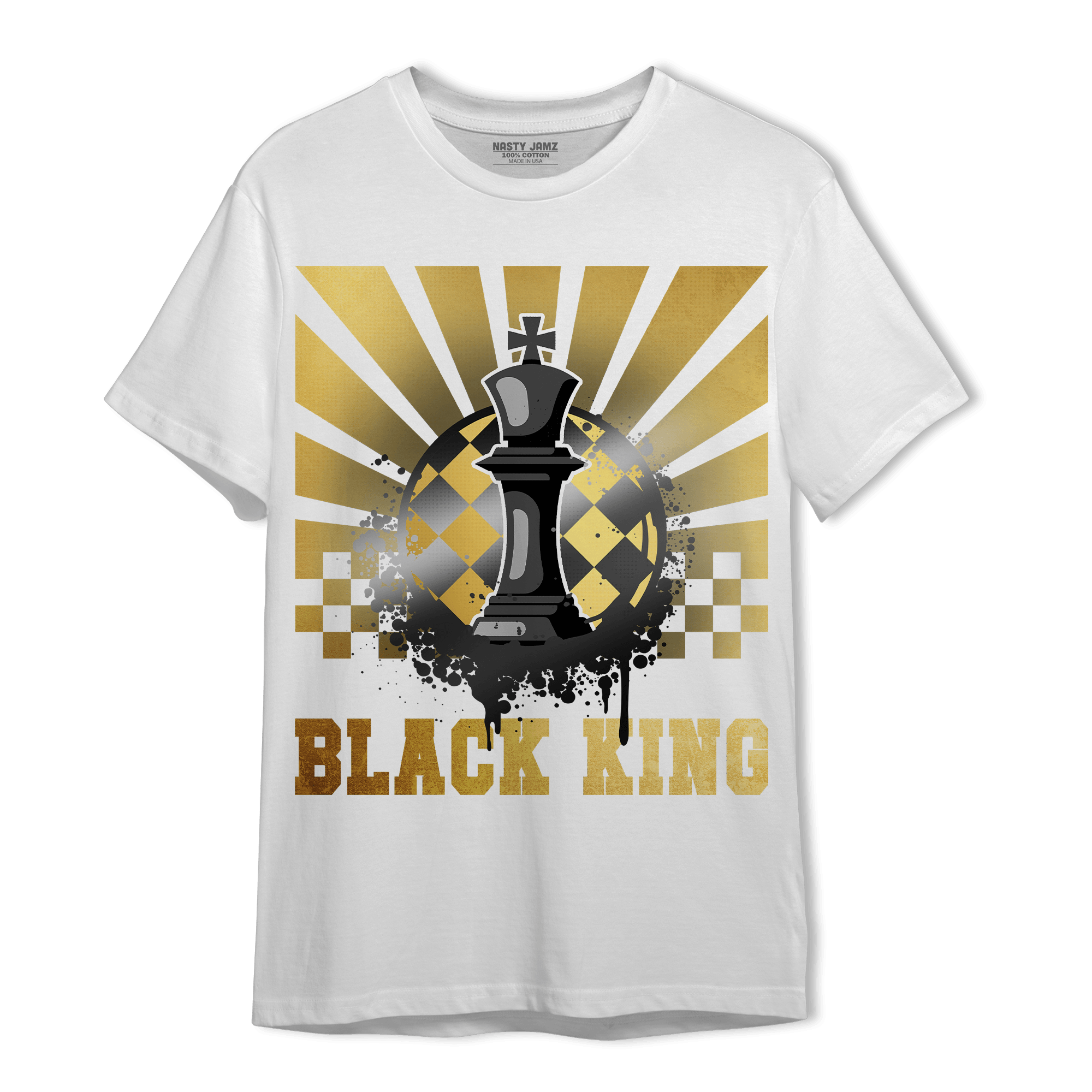 Mid SE Black Gold 1s T Shirt Match Black King Collection - NastyJamz