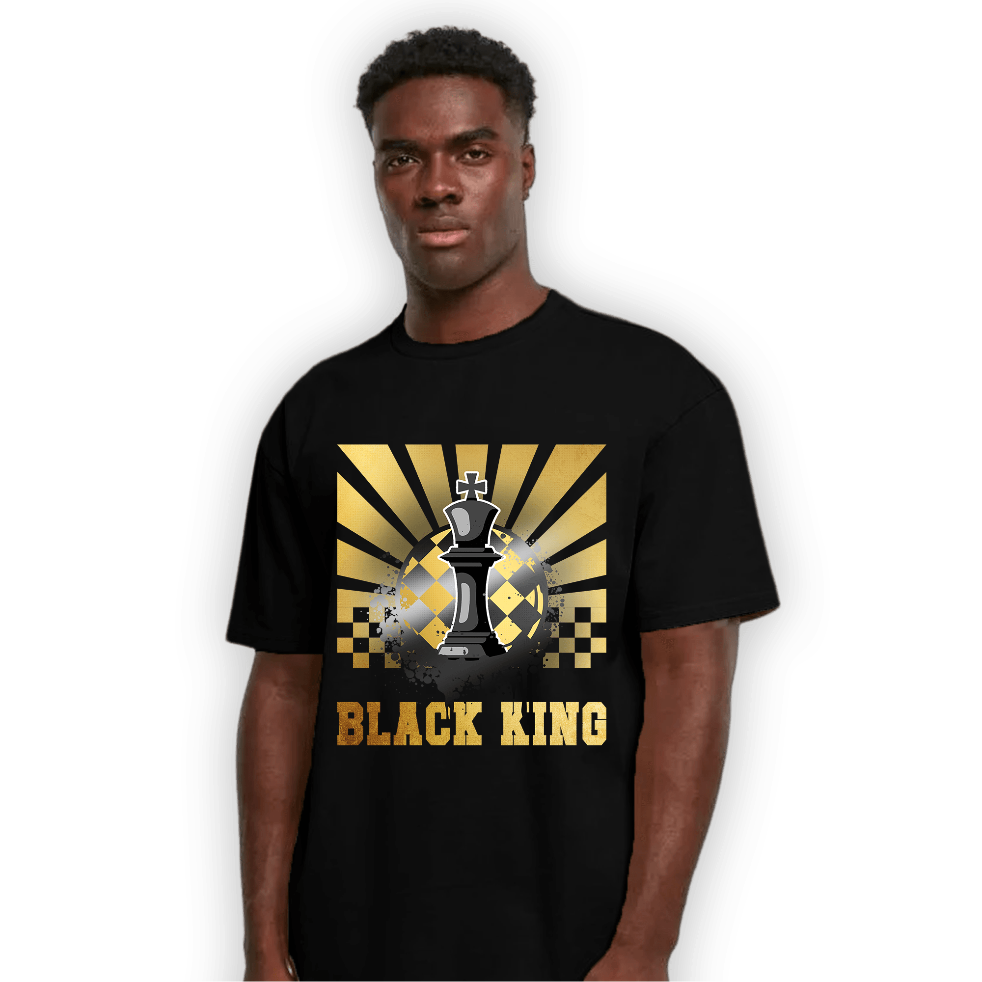 Mid SE Black Gold 1s T Shirt Match Black King Collection - NastyJamz