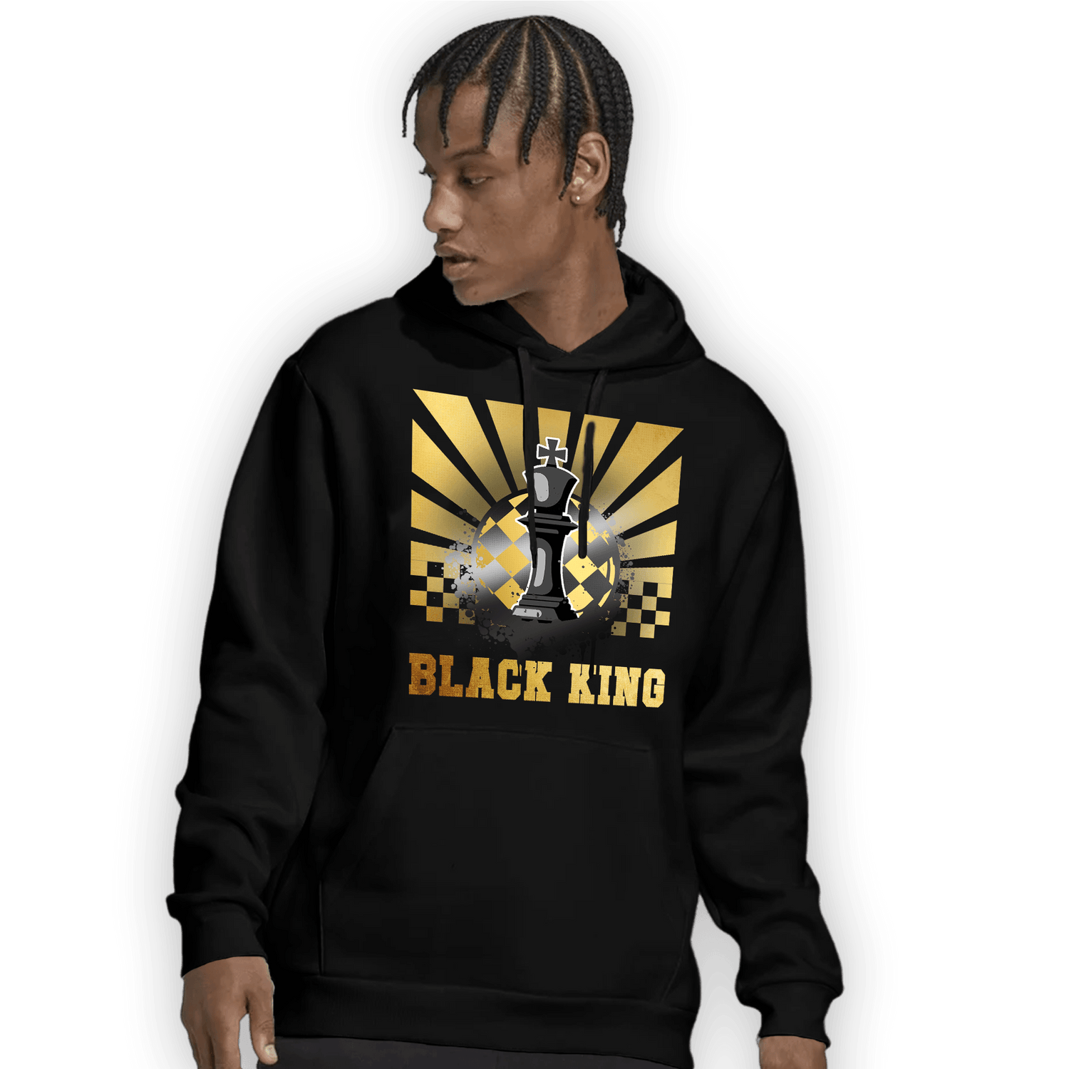 Mid SE Black Gold 1s Hoodie Match Black King Collection - NastyJamz