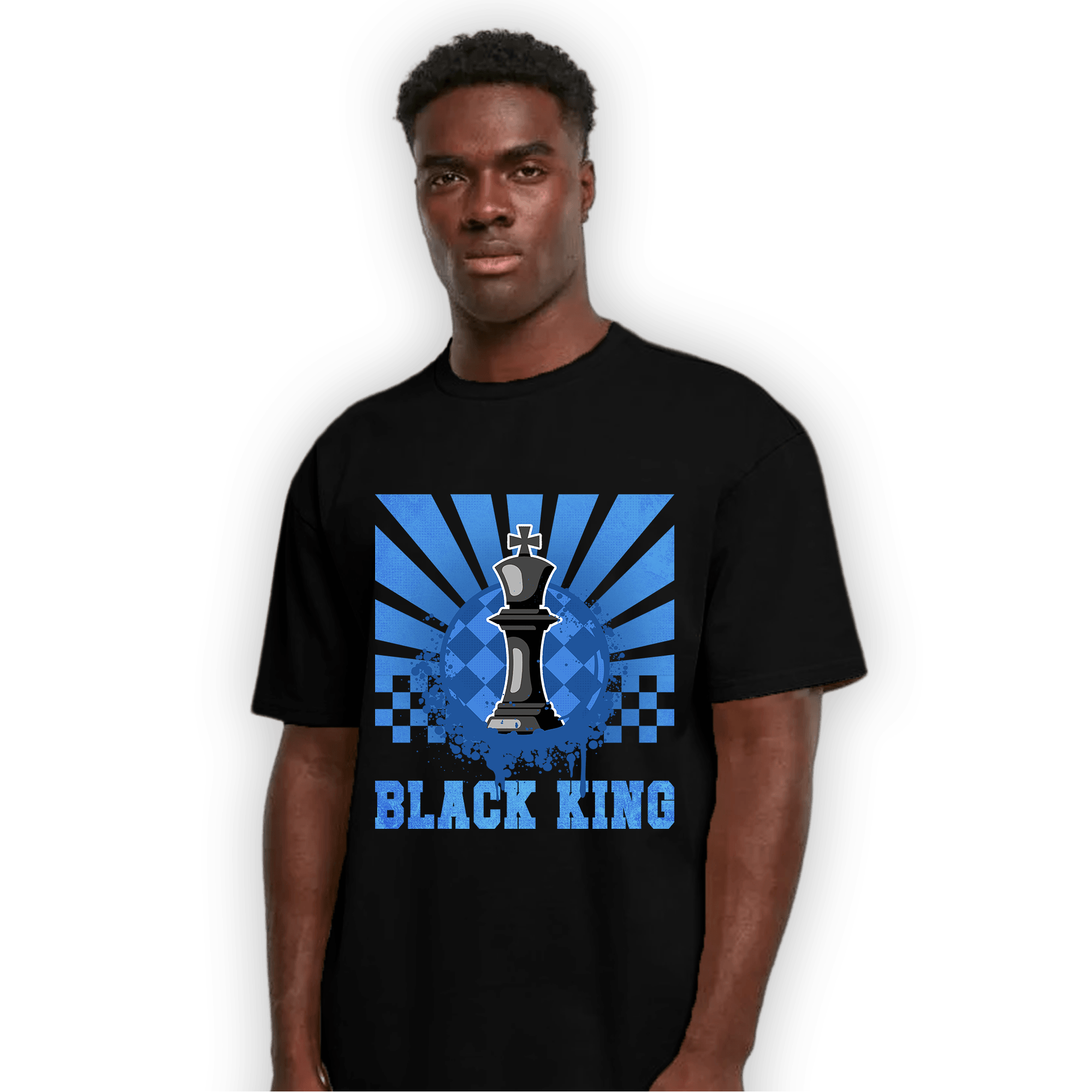 University Blue Toe 1s T Shirt Match Black King Collection - NastyJamz