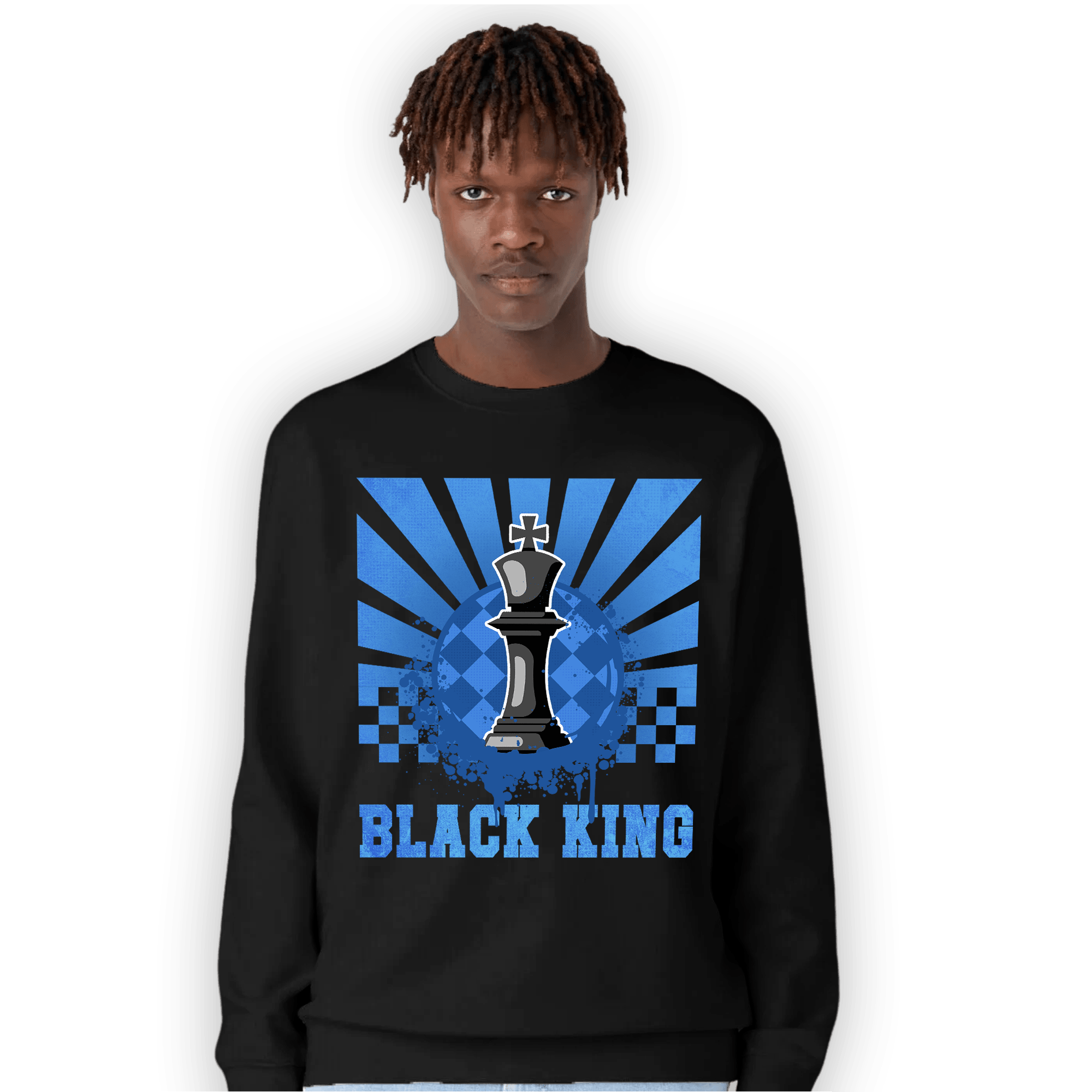 University Blue Toe 1s Sweatshirt Match Black King Collection - NastyJamz