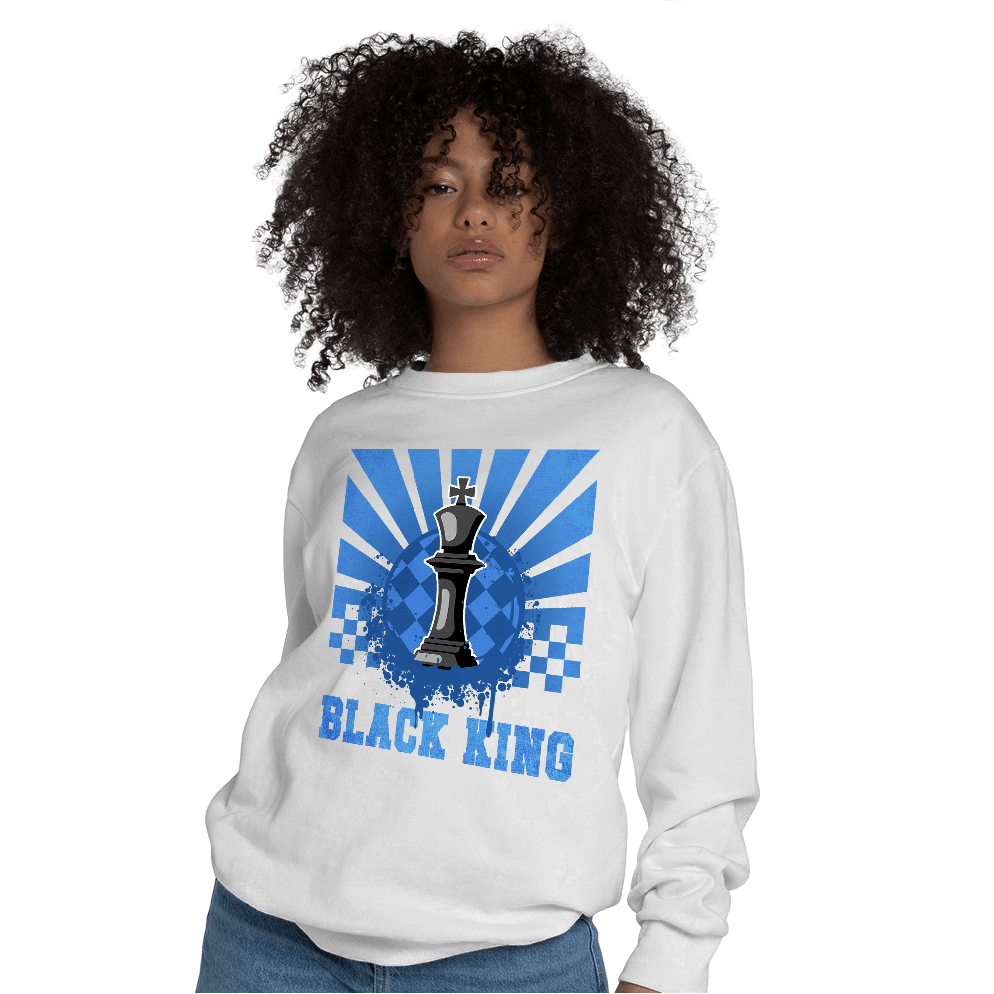 University Blue Toe 1s Sweatshirt Match Black King Collection - NastyJamz