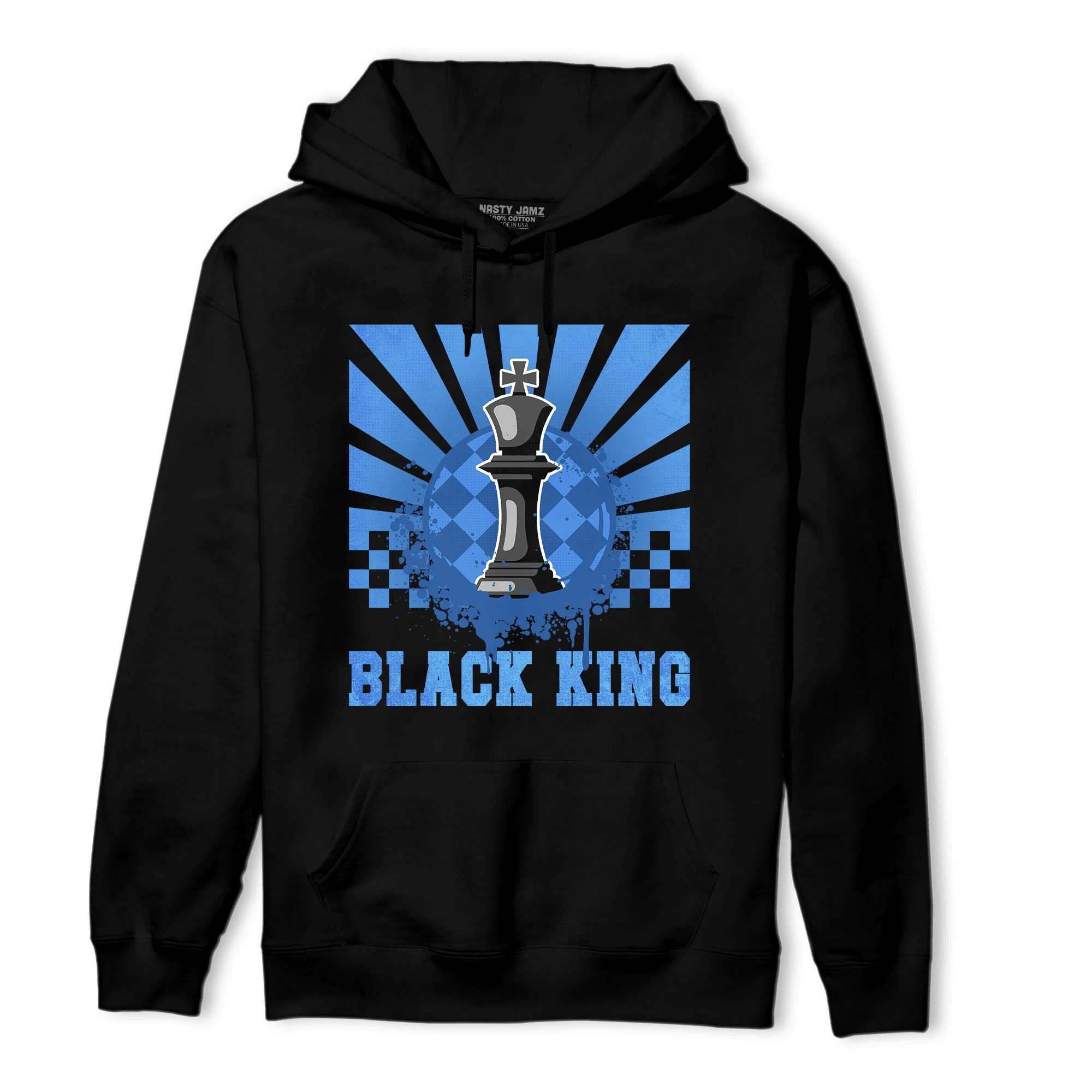 University Blue Toe 1s Hoodie Match Black King Collection - NastyJamz