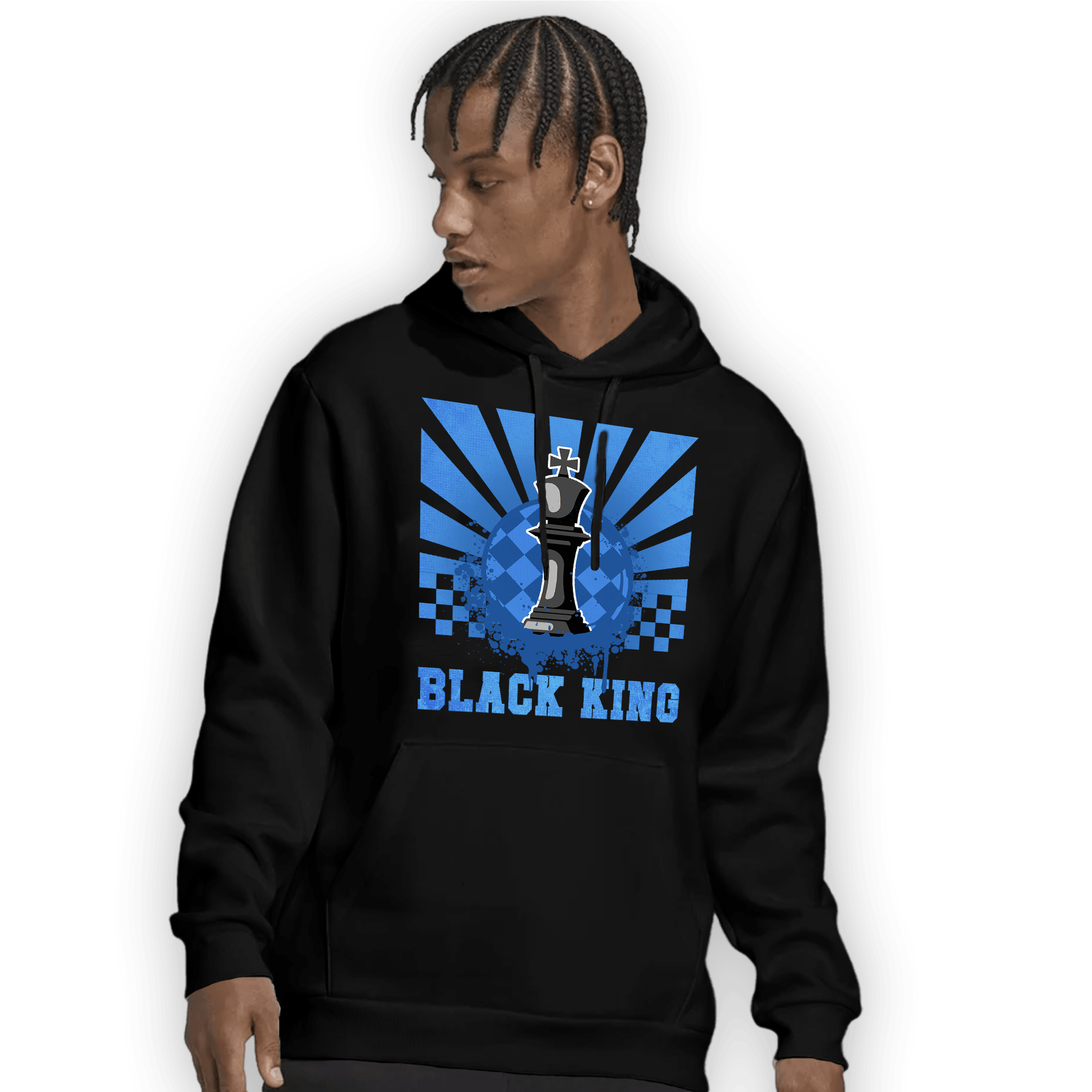University Blue Toe 1s Hoodie Match Black King Collection - NastyJamz