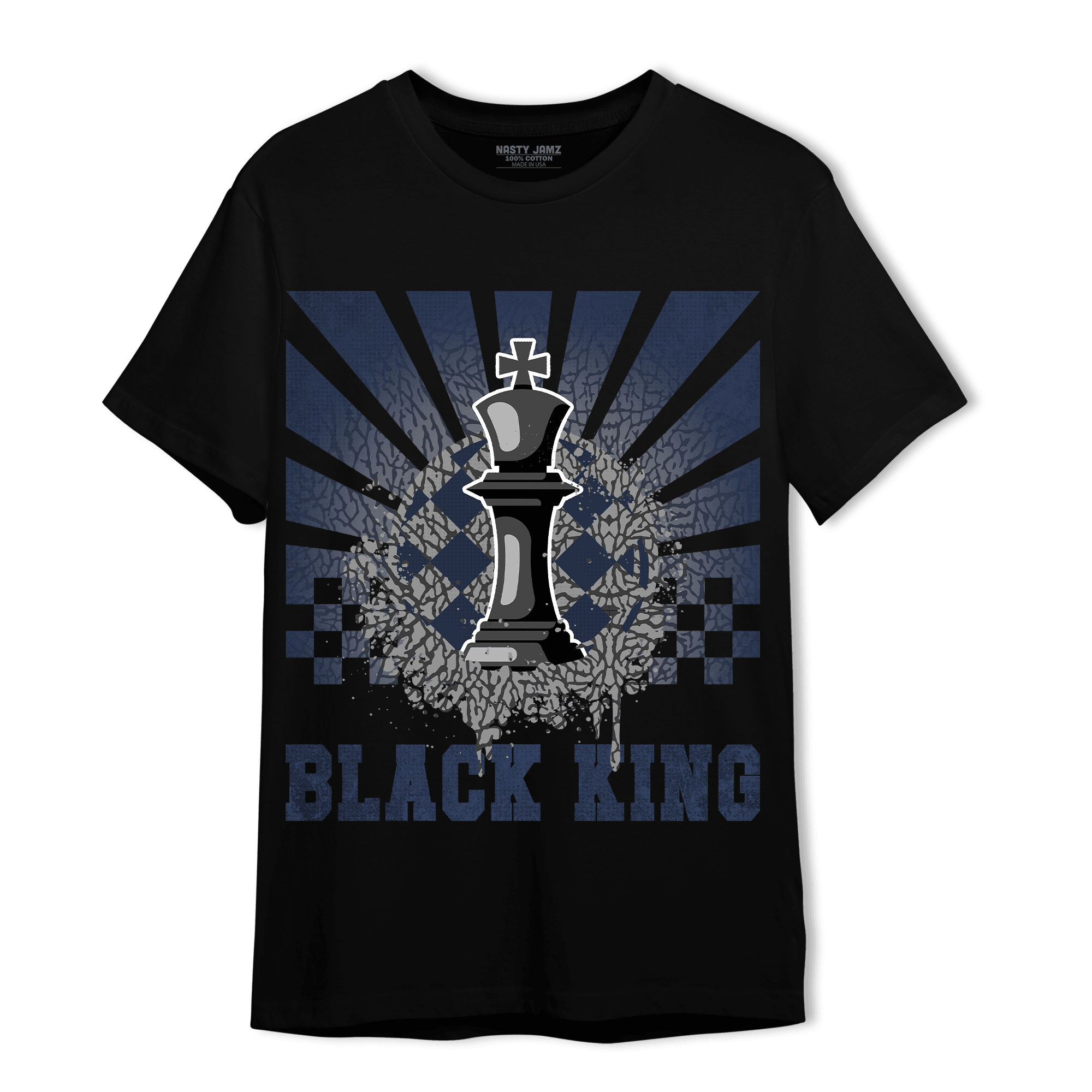 White Navy 3s T Shirt Match Black King Collection - NastyJamz