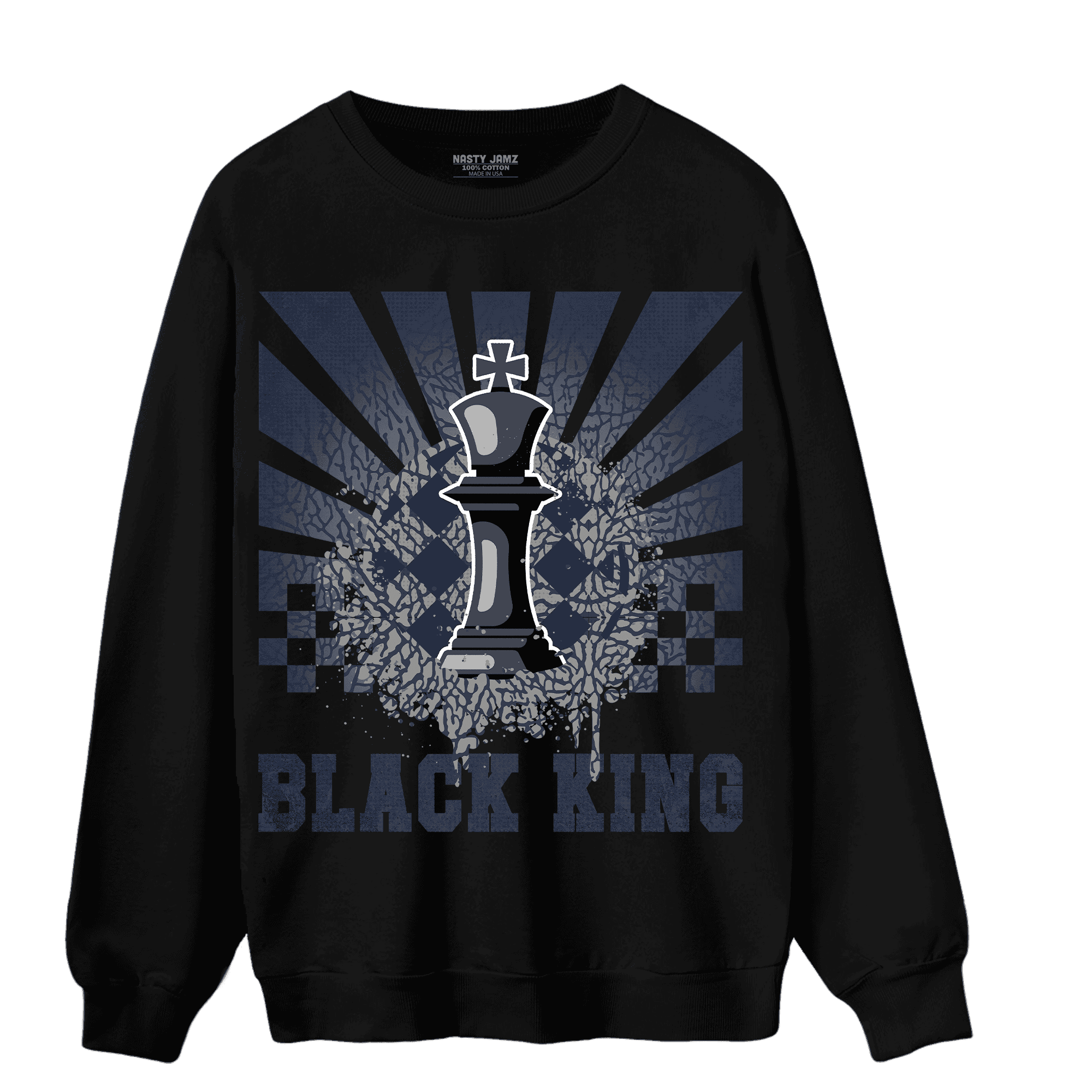 White Navy 3s Sweatshirt Match Black King Collection - NastyJamz