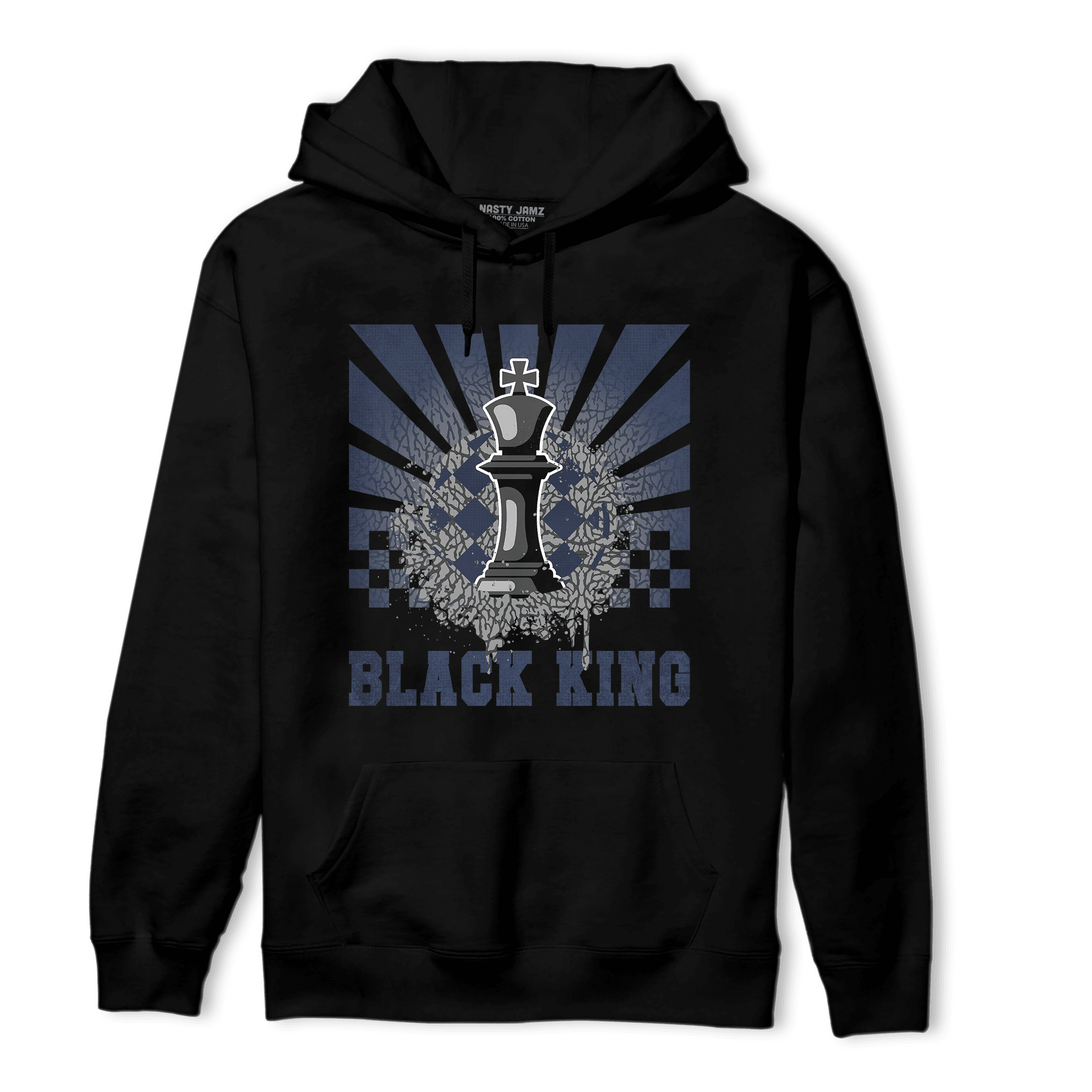 White Navy 3s Hoodie Match Black King Collection - NastyJamz