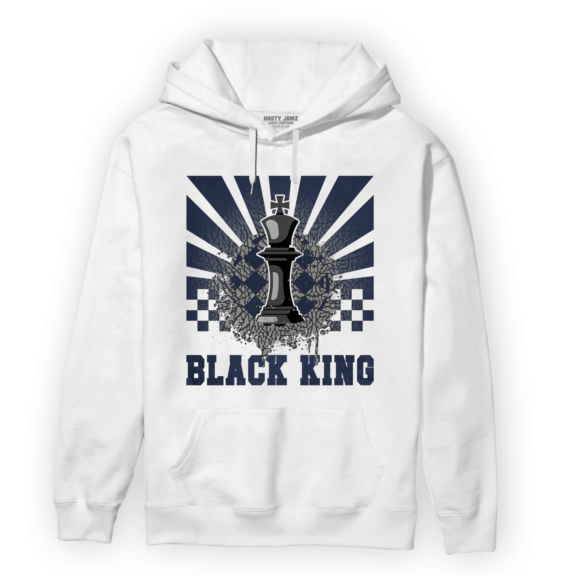 White Navy 3s Hoodie Match Black King Collection - NastyJamz