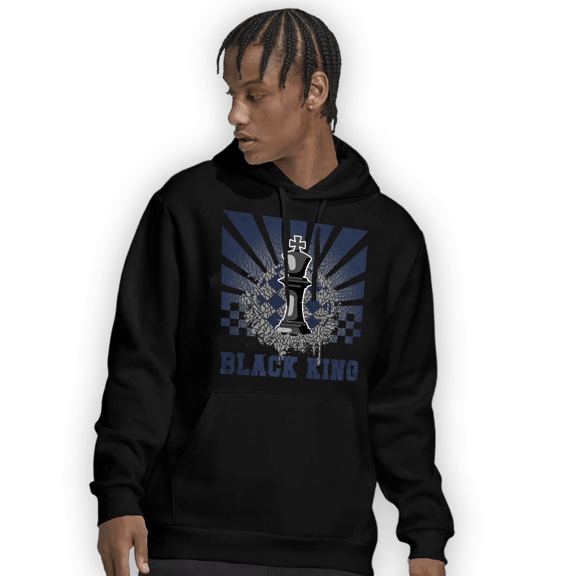 White Navy 3s Hoodie Match Black King Collection - NastyJamz