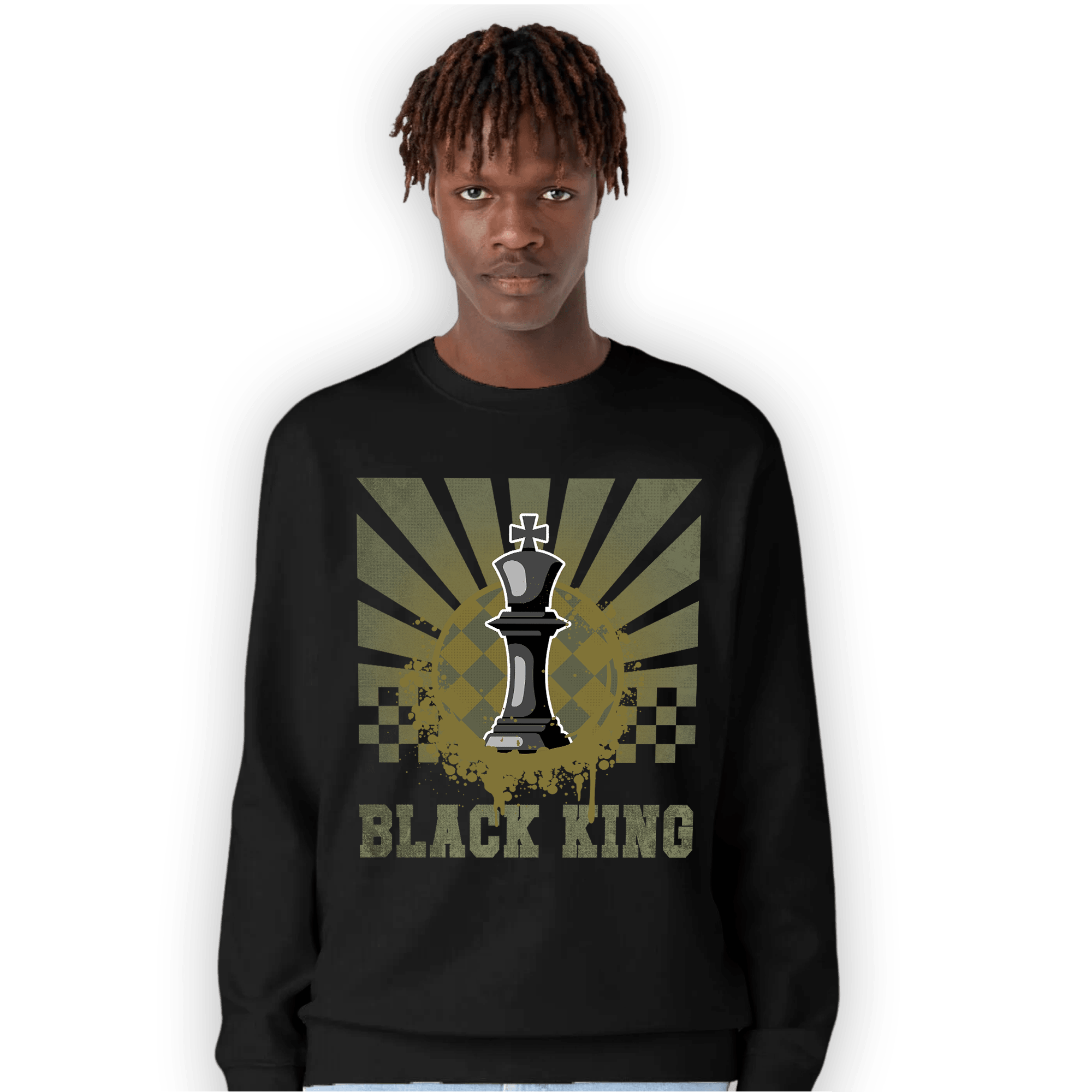 SE Craft Medium Olive 4s Sweatshirt Match Black King Collection - NastyJamz