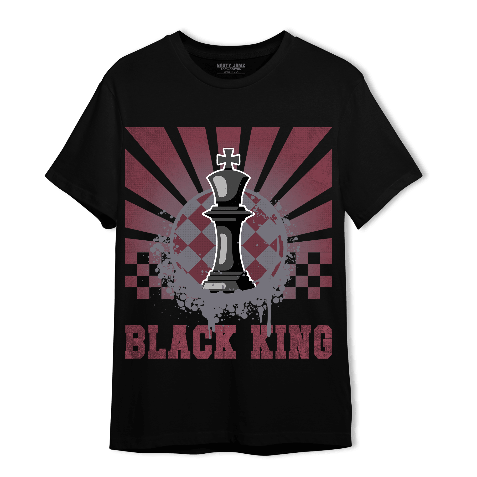 Burgundy 5s T Shirt Match Black King Collection - NastyJamz