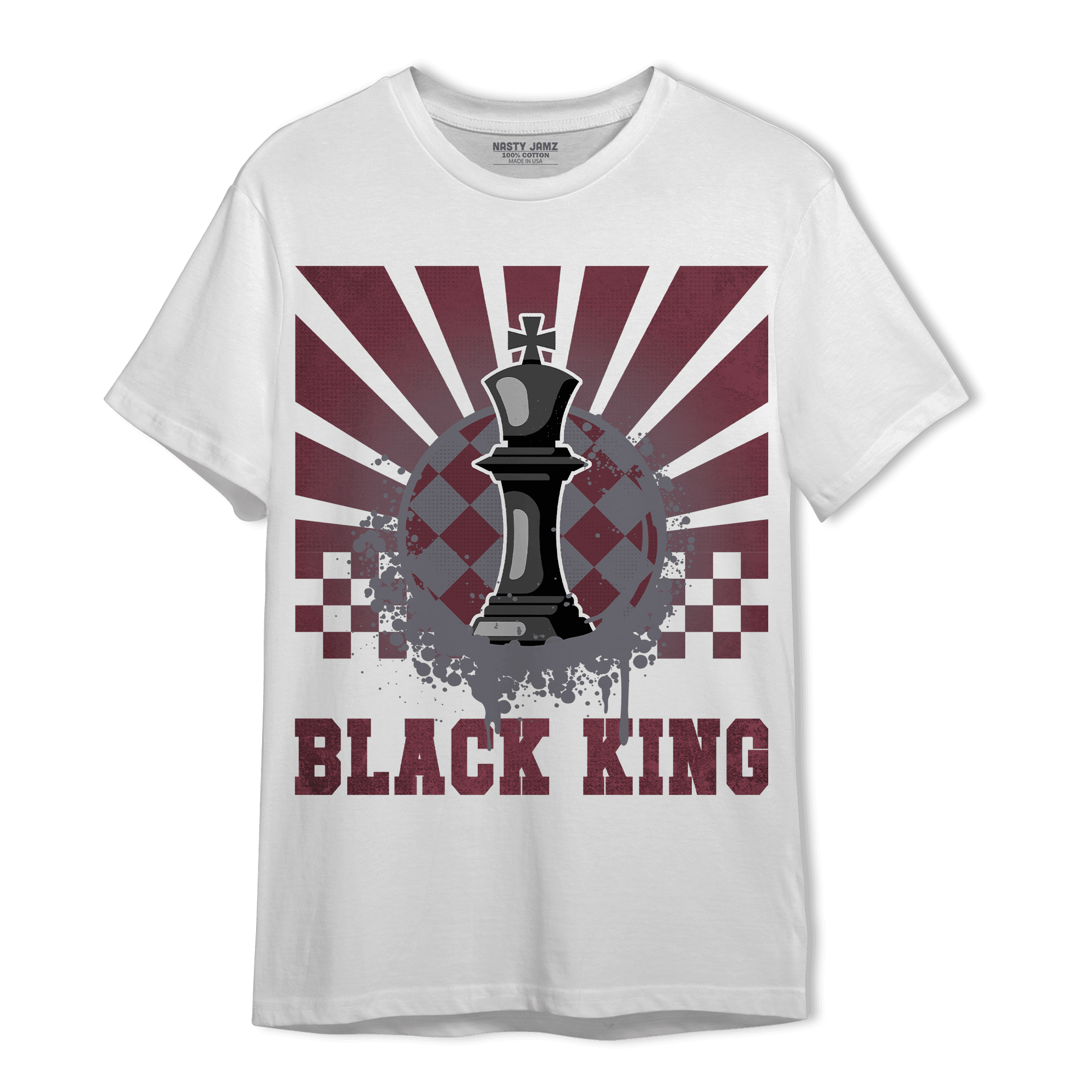 Burgundy 5s T Shirt Match Black King Collection - NastyJamz