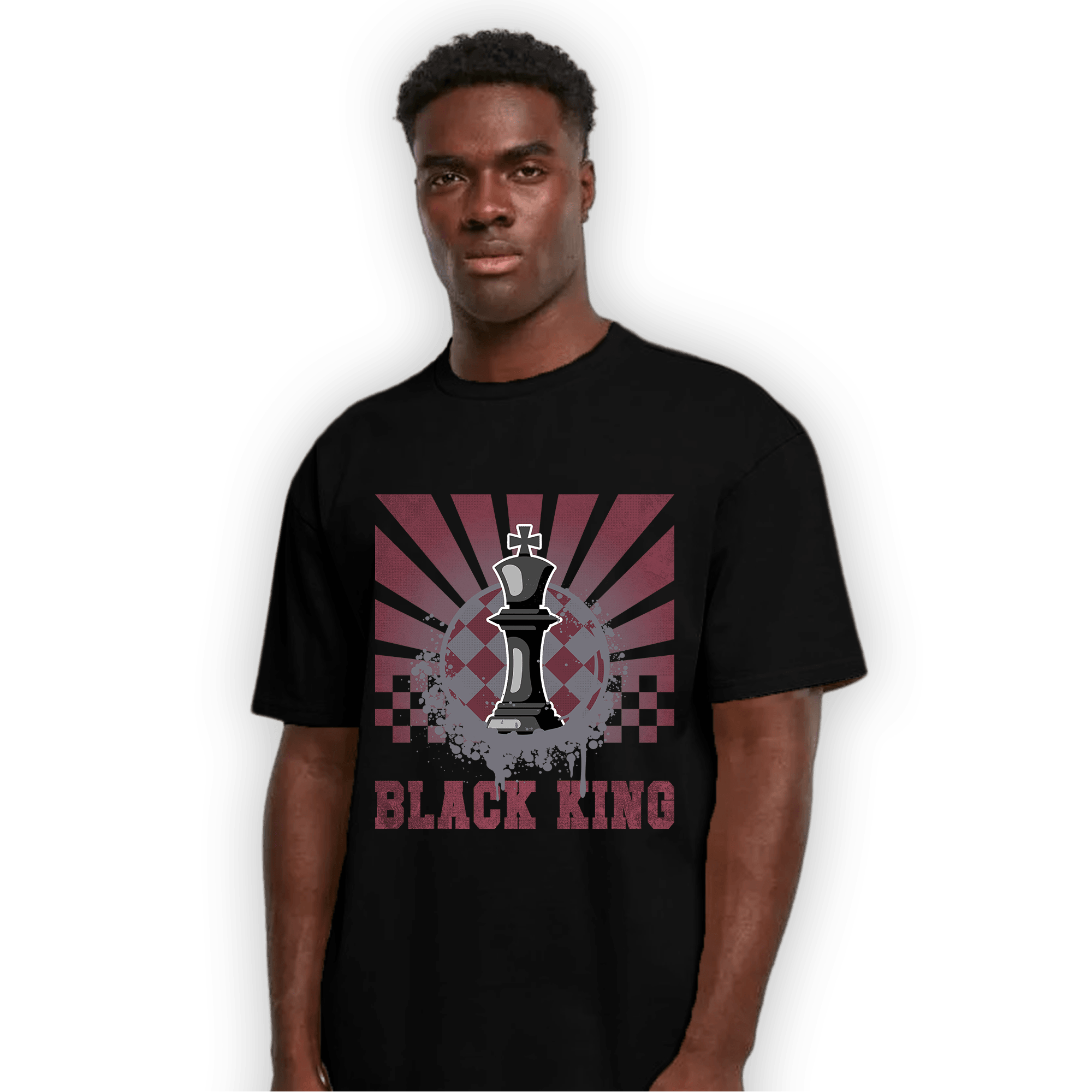Burgundy 5s T Shirt Match Black King Collection - NastyJamz