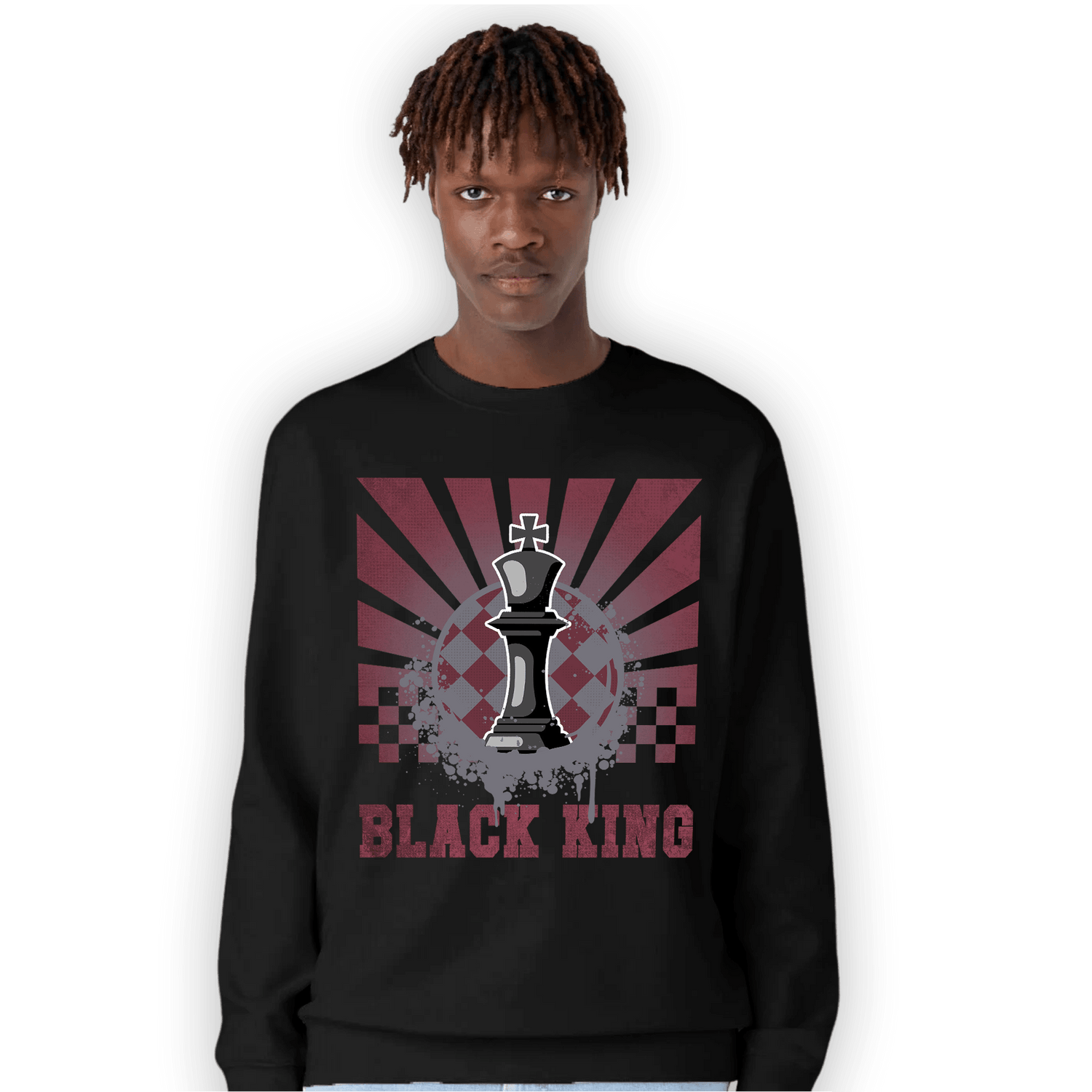 Burgundy 5s Sweatshirt Match Black King Collection - NastyJamz