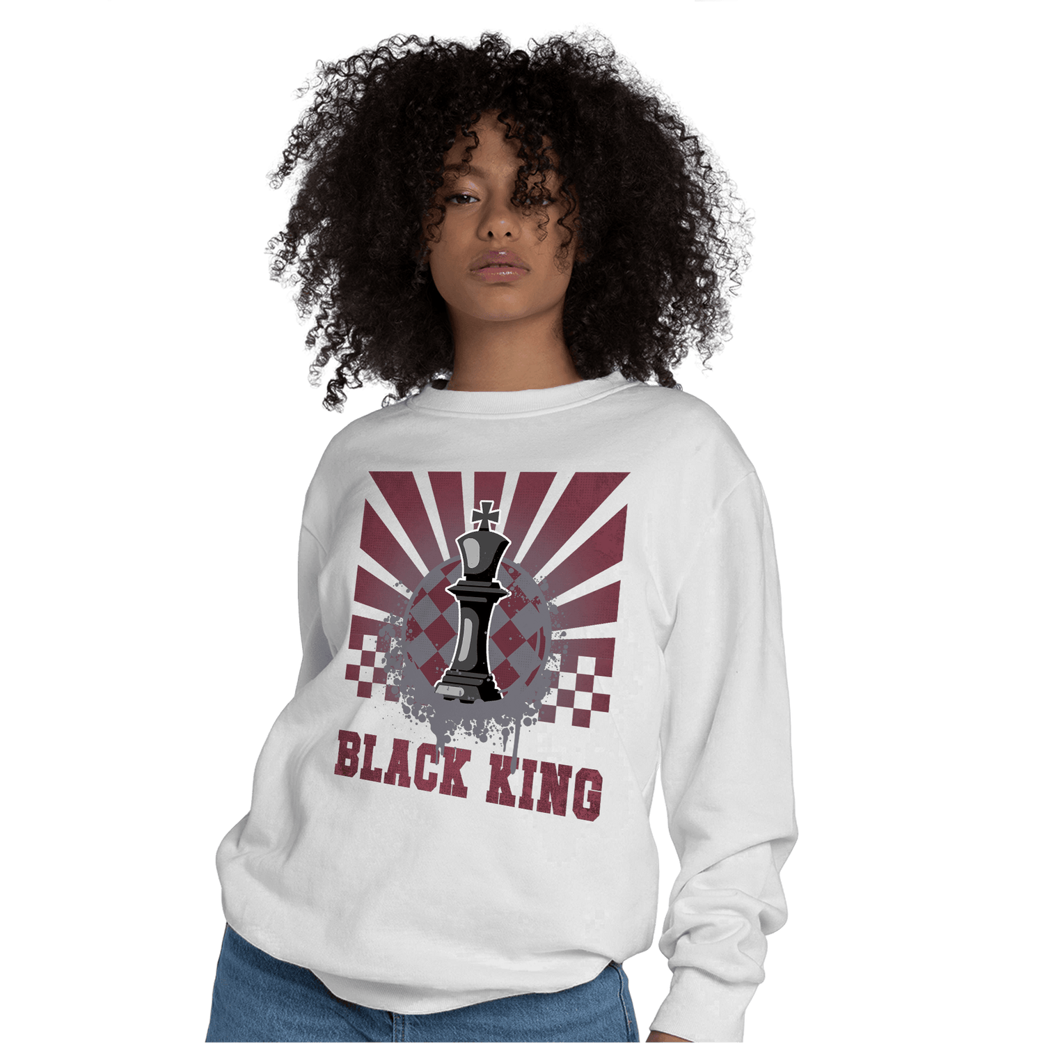 Burgundy 5s Sweatshirt Match Black King Collection - NastyJamz