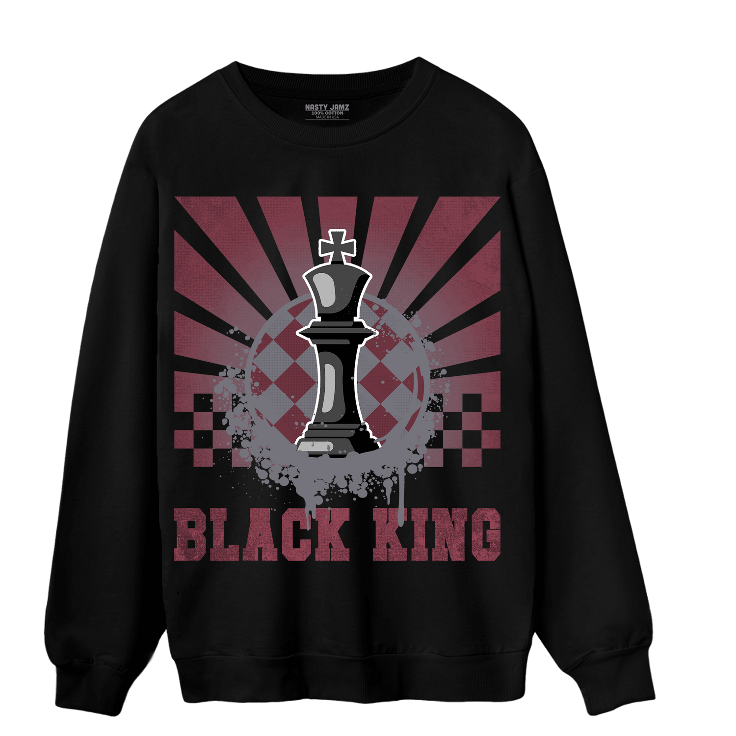 Burgundy 5s Sweatshirt Match Black King Collection - NastyJamz