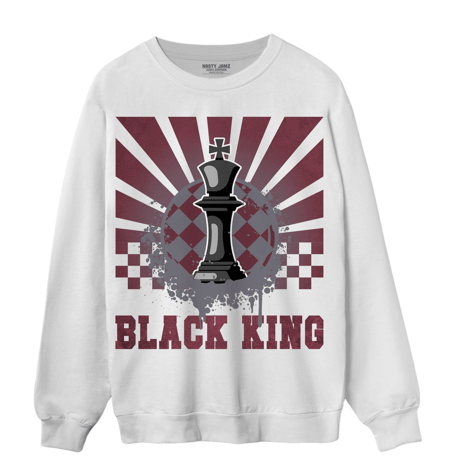 Burgundy 5s Sweatshirt Match Black King Collection - NastyJamz